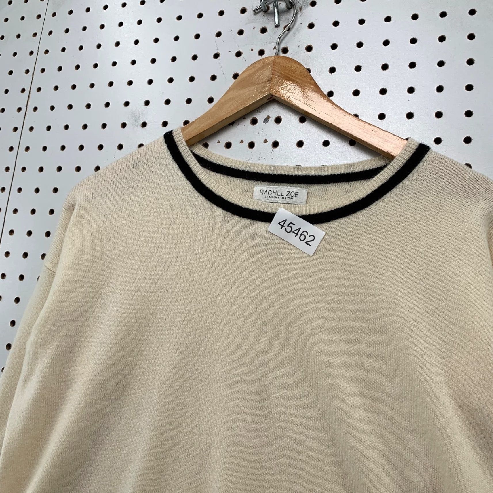 Rachel Zoe Rachel Zoe 100% Cashmere Sweater Womens Medium Beige Black Trim Business Work Size M / US 6-8 / IT 42-44 - 4 Thumbnail