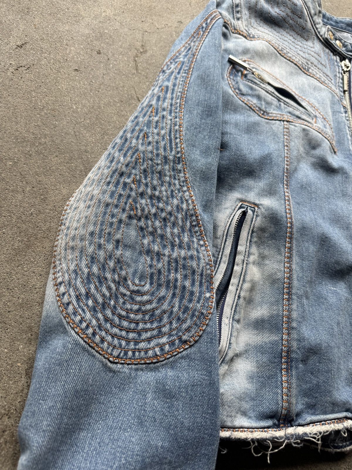Roberto Cavalli Just Cavalli Denim Jacket Y2K Biker Distressed Size US M / EU 48-50 / 2 - 3 Thumbnail