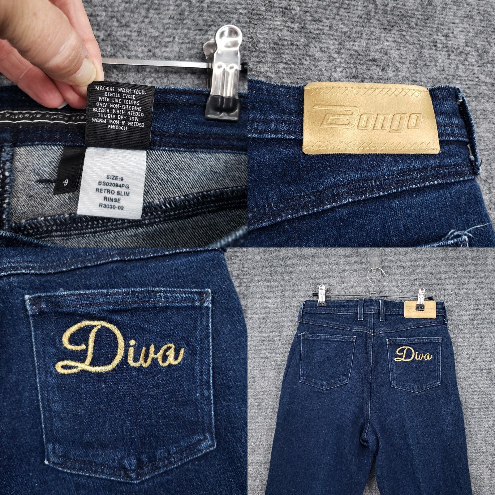 Vintage Bongo Jeans Women 9 Junior Blue Retro Slim Rinse Straight Hi Rise Dark Wash Size 30" / US 8 / IT 44 - 9 Thumbnail