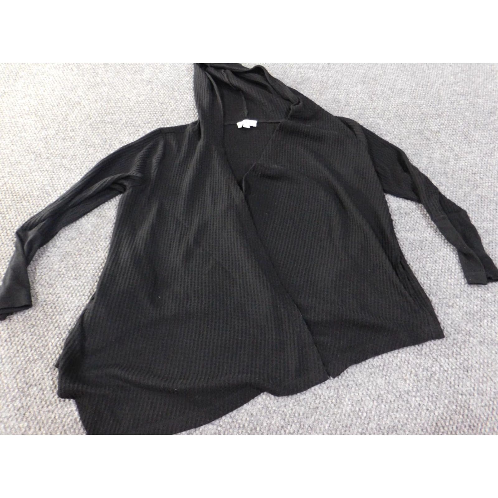 Loft LOFT Cardigan Sweater Ladies L Black Cotton Knit Rib Long Sleeve Round Neck Stretch Button Up Modern Designer Casual Fall Winter Spring Size L / US 10 / IT 46 - 4 Thumbnail