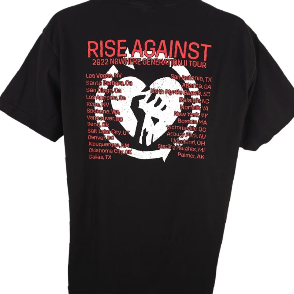 Tultex Rise Against T Shirt Mens XL Black 2022 Nowhere Generation II Tour Punk Size US XL / EU 56 / 4 - 5 Thumbnail