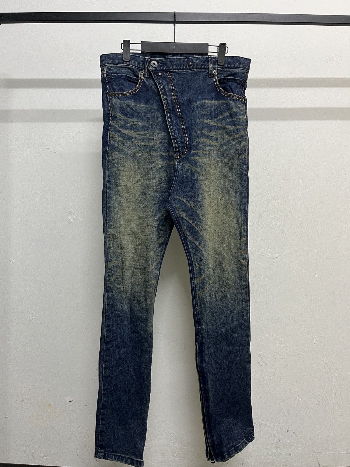 If Six Was Nine Ifsixwasnine Style Whiskered Asymmetrical Zipper Flare Pants Size US 32 / EU 48 - 17 Thumbnail