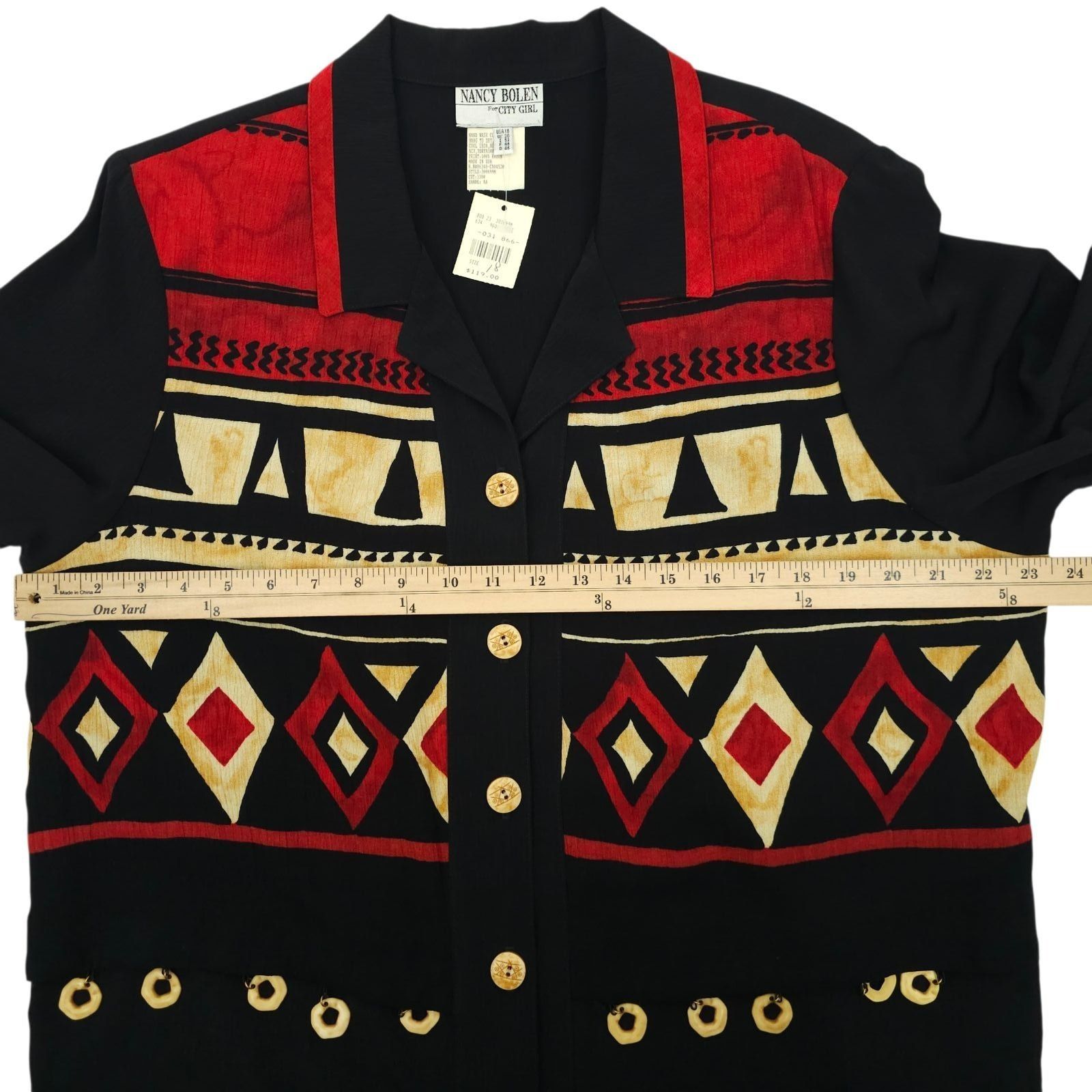 Other Nancy Bolen City Girl Shirt 18 Geo Vintage 90s Tribal Print Size XXL / US 16-18 / IT 52-54 - 3 Thumbnail
