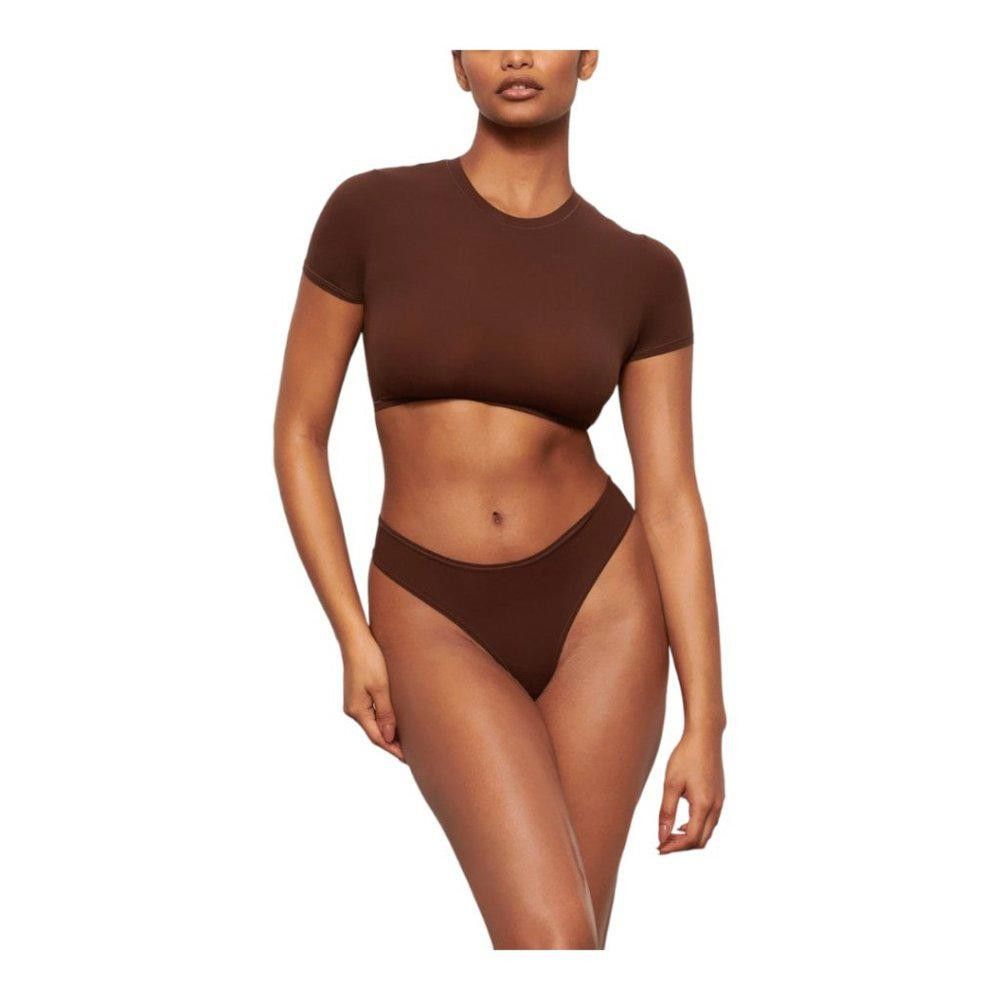 Designer NT297 SKIMS NWT FITS EVERYBODY CROPPED TSHIRT COCOA Size M / US 6-8 / IT 42-44 - 3 Thumbnail