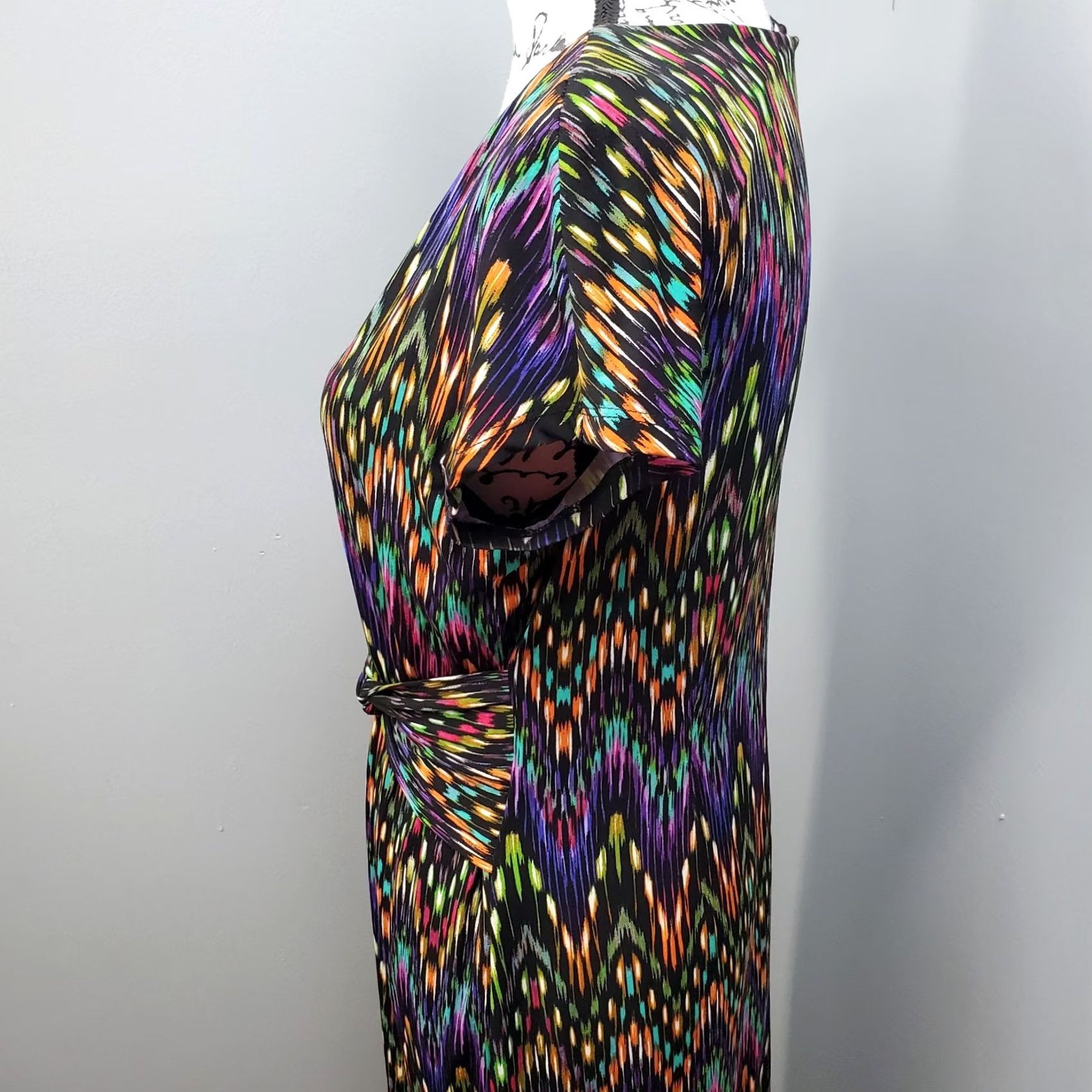 Ellen Tracy Ellen Tracy Womens Size 8P Multi Abstract Drawstring Waist Round Neck Sheath Dress Size M / US 6-8 / IT 42-44 - 5 Thumbnail