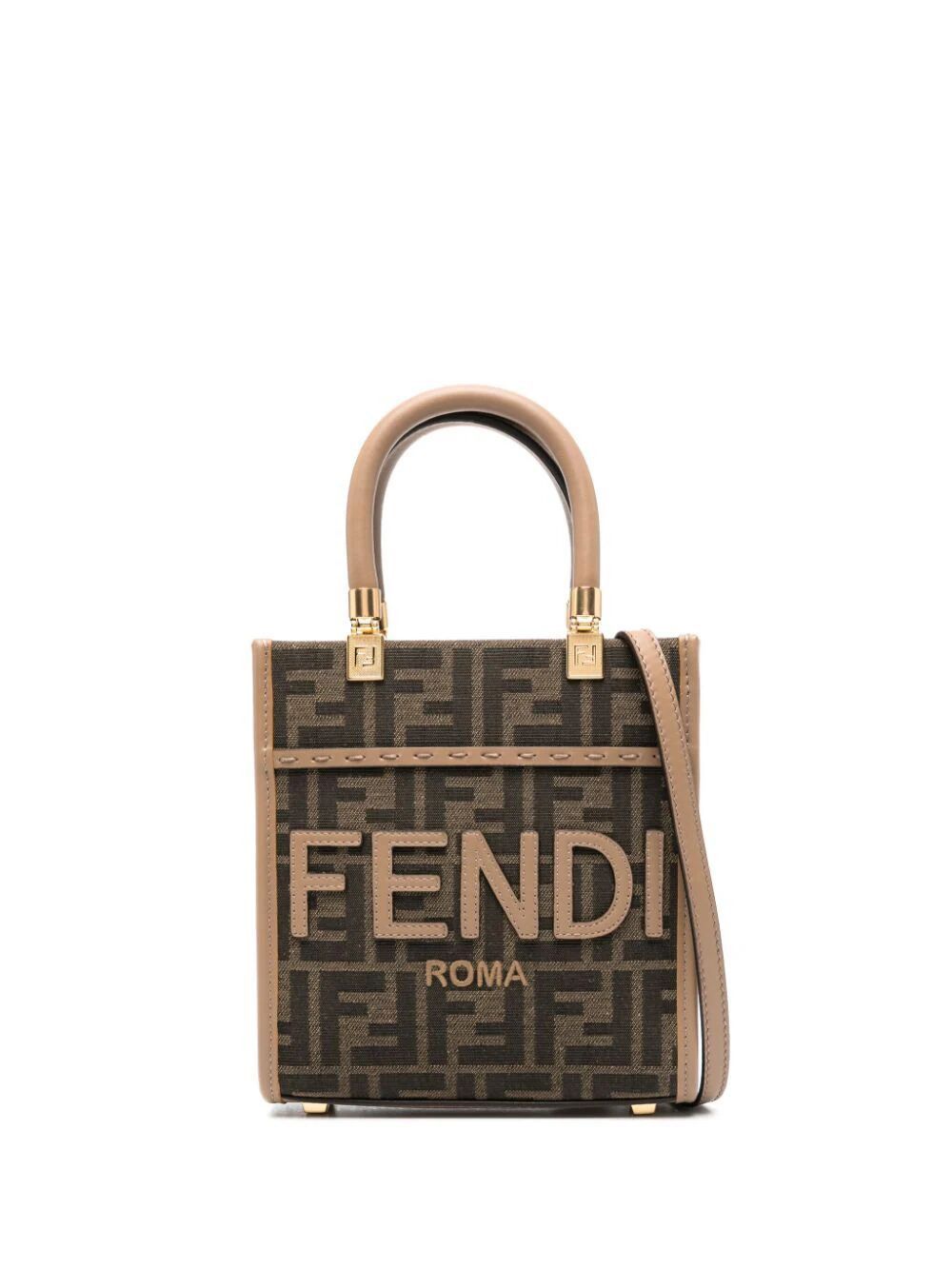 image of Fendi Mini Sunshine Shopping Bag in Sand, Women's