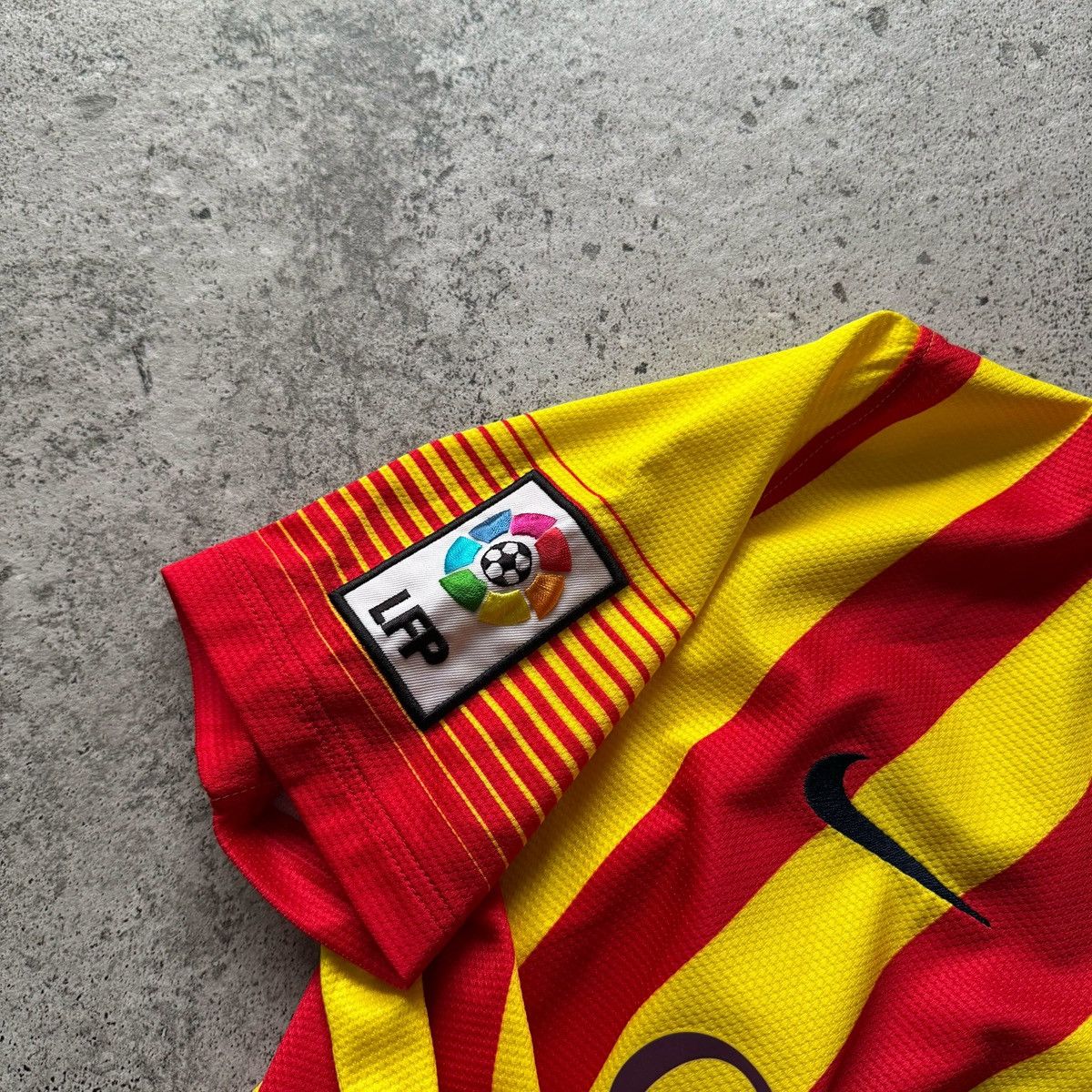 Nike Nike x FC Barcelona Mens Soccer Jersey Yellow Red Striped Size US XS / EU 42 / 0 - 5 Thumbnail