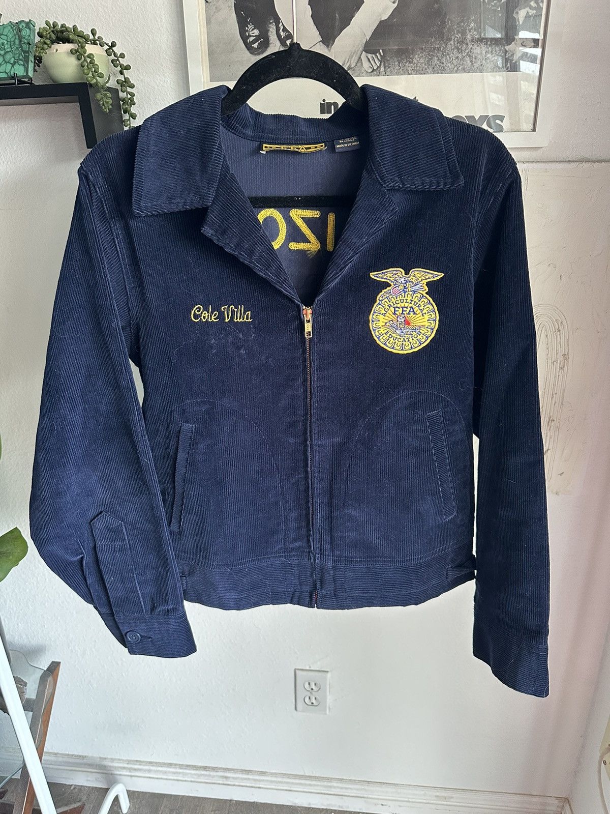 image of Vintage Ffa Agriculture Corduroy Jacket in Blue, Men's (Size Small)