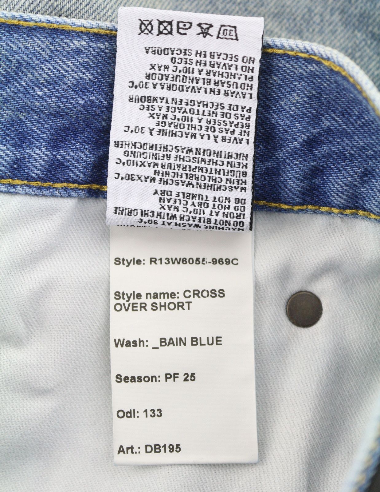 R13 CROSS OVER 27 Bain Blue Asymmetric Button Shorts 89418 Size 27" / US 4 / IT 40 - 9 Thumbnail