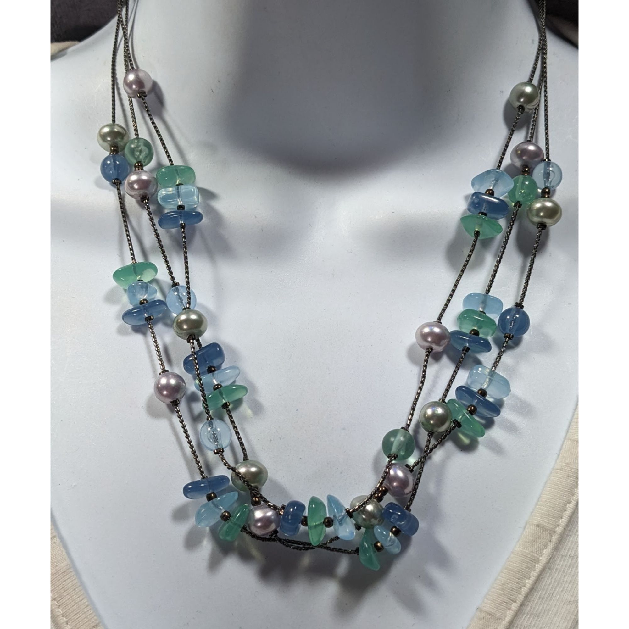 Other Mermaidcore Cool Tone Beaded Multilayer Station Necklace Size ONE SIZE - 4 Thumbnail
