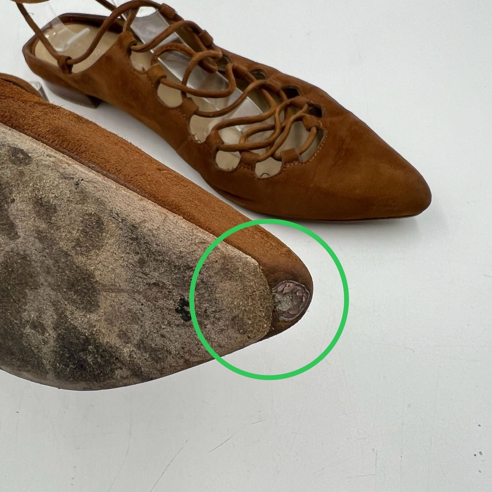 Stuart Weitzman Stuart Weitzman Suede Lace-Up Flat Amaretto Pointy Toe Mule Size US 8 / IT 38 - 4 Thumbnail