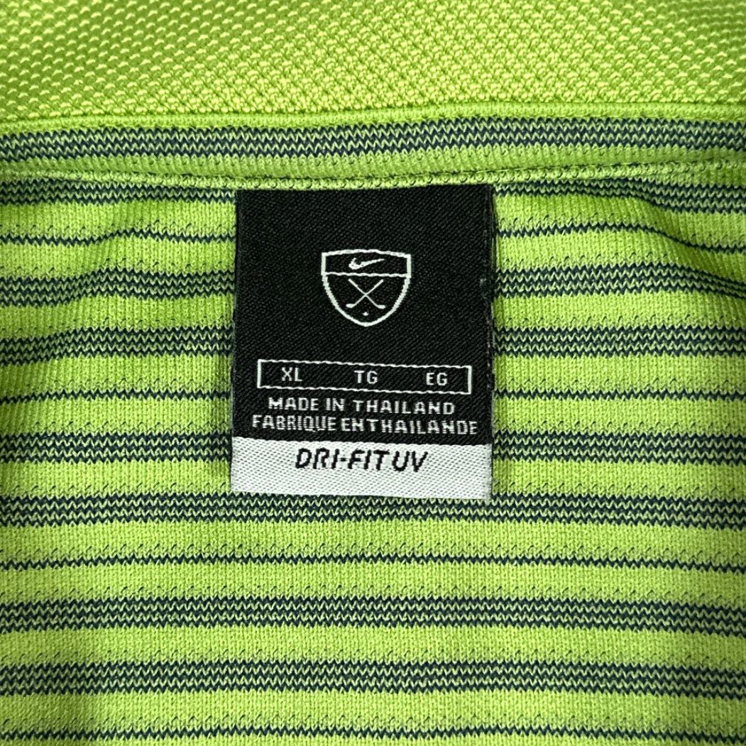 Nike Nike Golf Polo Shirt XL Adult Green Striped Dri-Fit Nike Golf, Short Sleeve, Button Closure, Collared, Polyester, Mens Size US XL / EU 56 / 4 - 6 Thumbnail