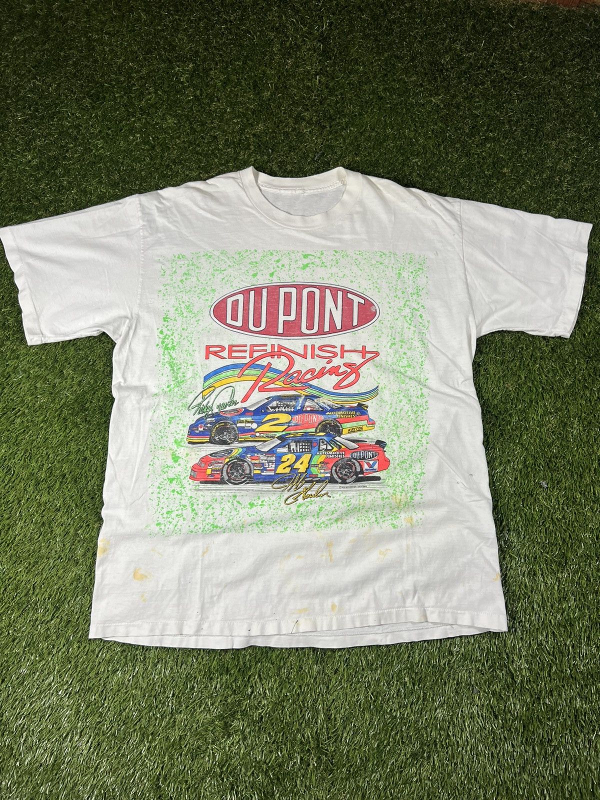 NASCAR Vintage 90s Jeff Gordon Neon Vibrant NASCAR Racing Car Tee Size US XL / EU 56 / 4 - 1 Thumbnail