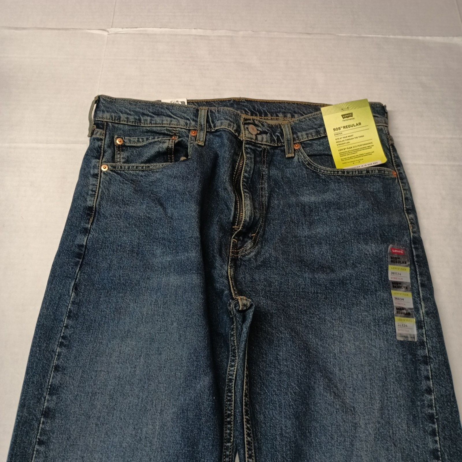 Levi's Levi's 505 Regular Jeans Men's 36x34 Blue Stretch Straight Size US 36 / EU 52 - 3 Thumbnail