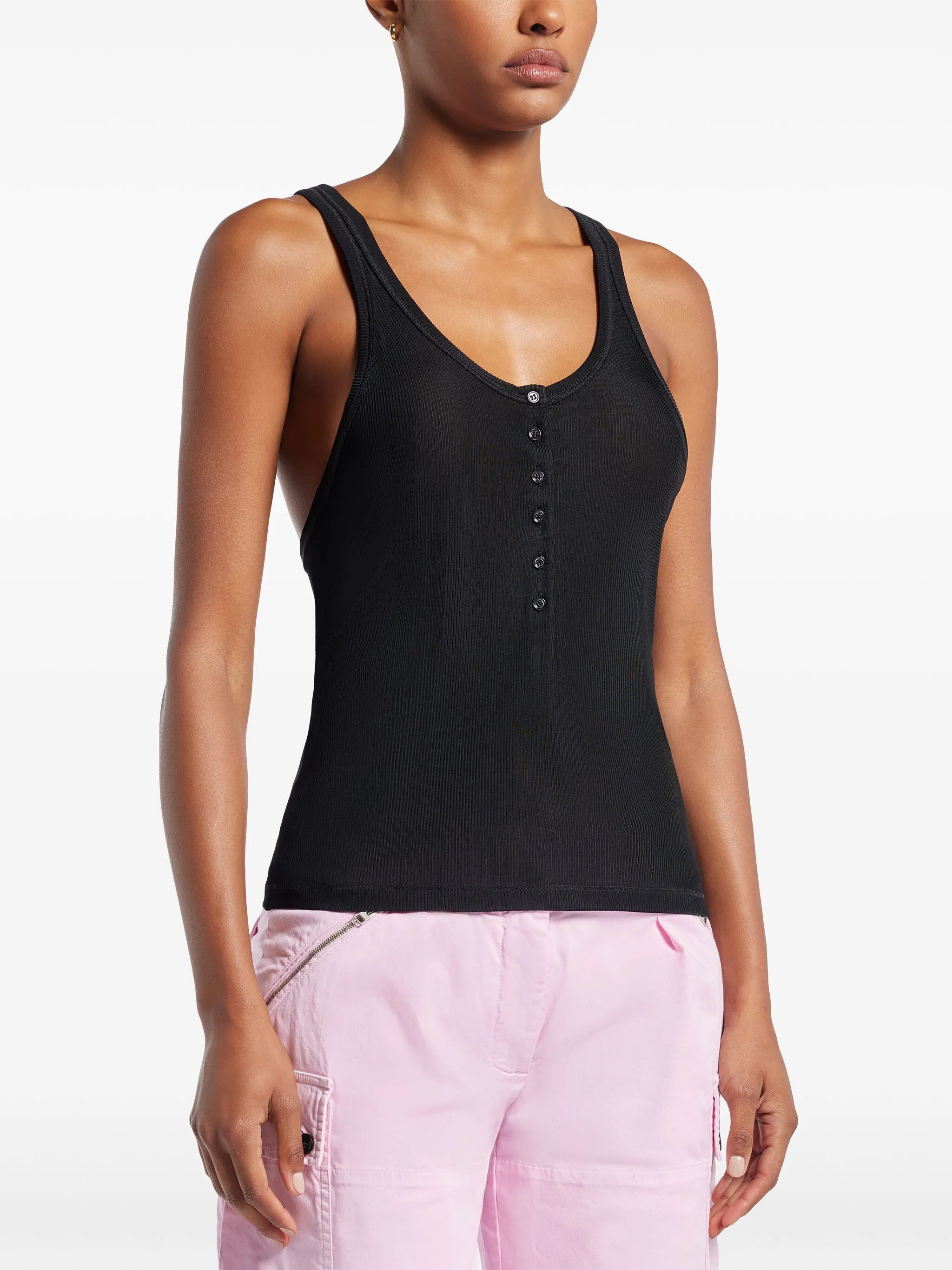 Tom Ford o1w1db10525 TSJ572 Ribbed Jersey Tank Top in Black Size XS / US 0-2 / IT 36-38 - 3 Thumbnail