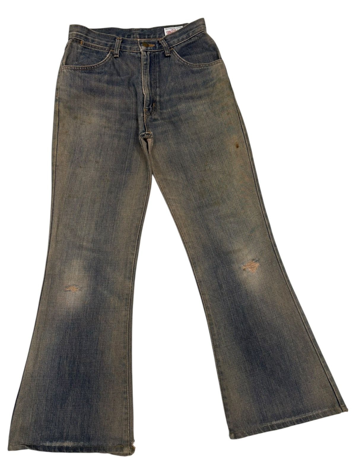 If Six Was Nine FLARE JEAN RUSTY MUD WASH WRANGLER VINTAGE BOOTCUT DISTRESS Size US 27 - 3 Thumbnail