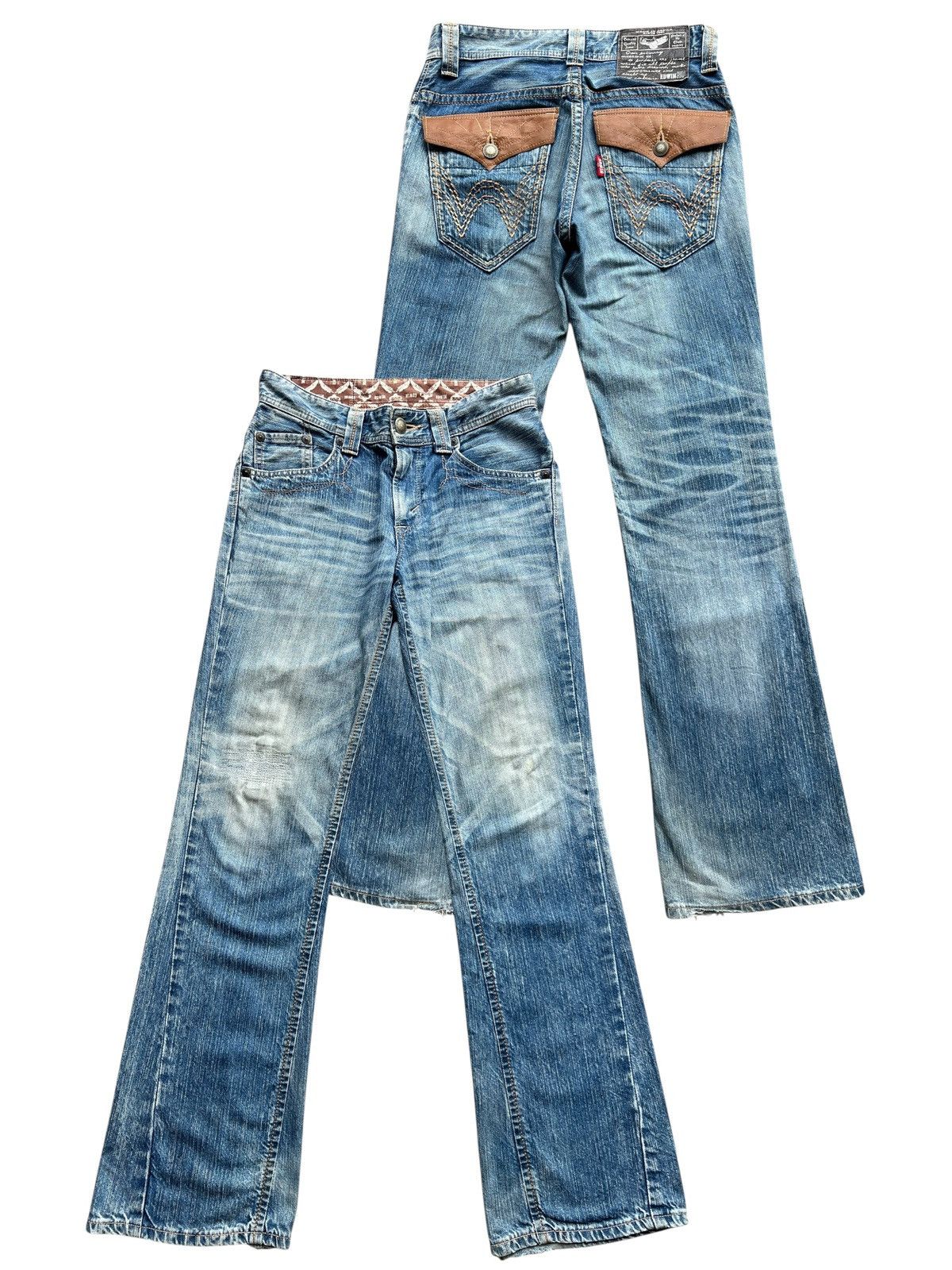 Vintage Edwin XV Distressed Denim Flare Jeans 32x33.5