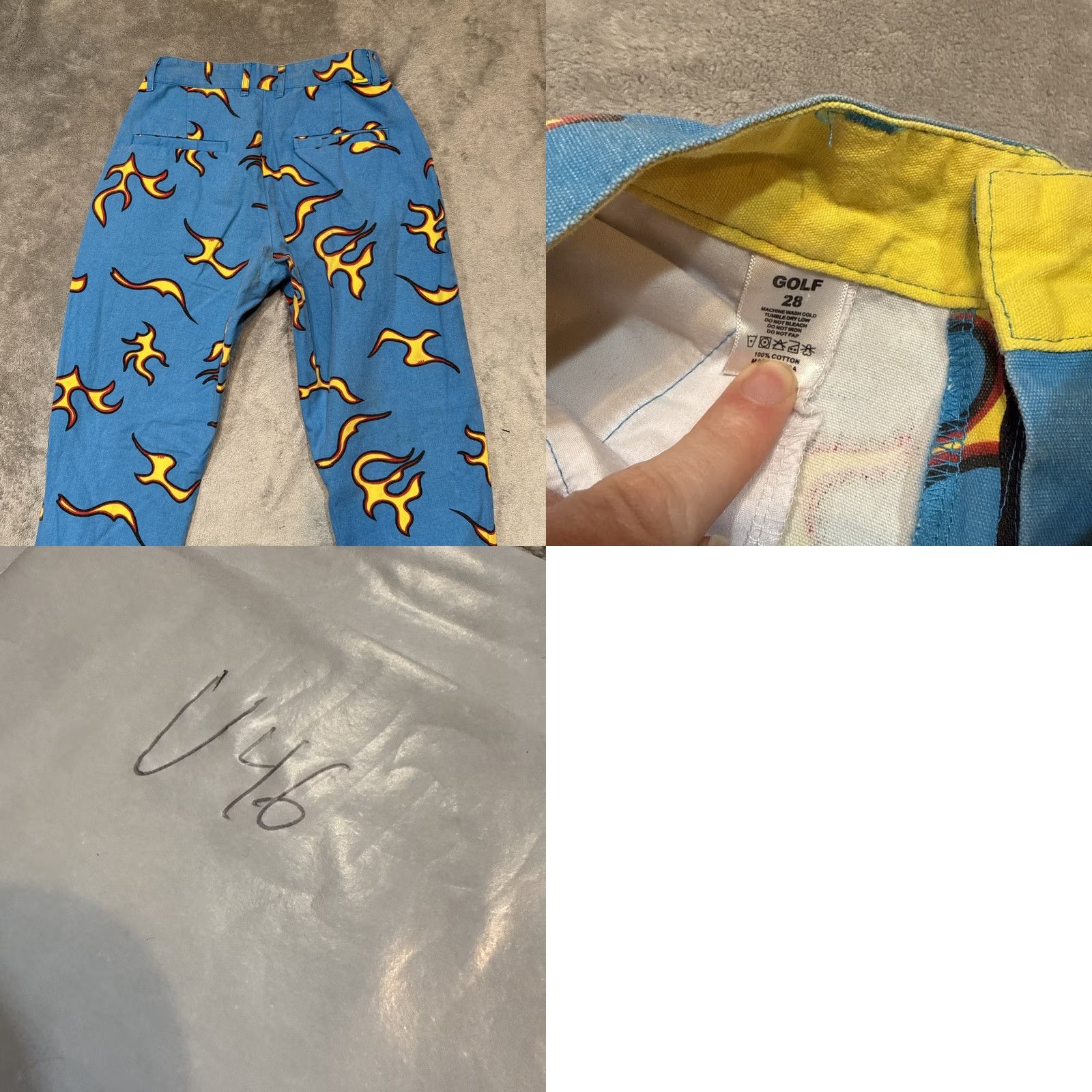 Golf Wang GOLF WANG Flame Pants Mens 28x27 Blue Cotton Tapered Chino Tyler The Creator Size US 28 / EU 44 - 8 Thumbnail