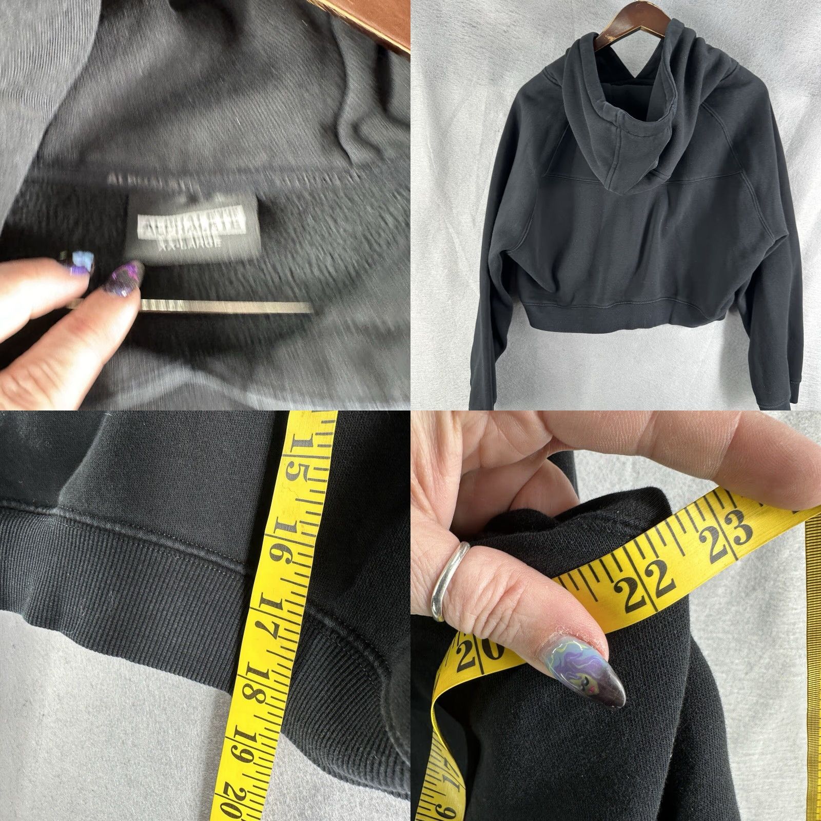Vintage ALPHALETE Hoodie Cropped Womens 2XL Black Logo Pullover Athletic Preppy Size XXL / US 16-18 / IT 52-54 - 8 Thumbnail