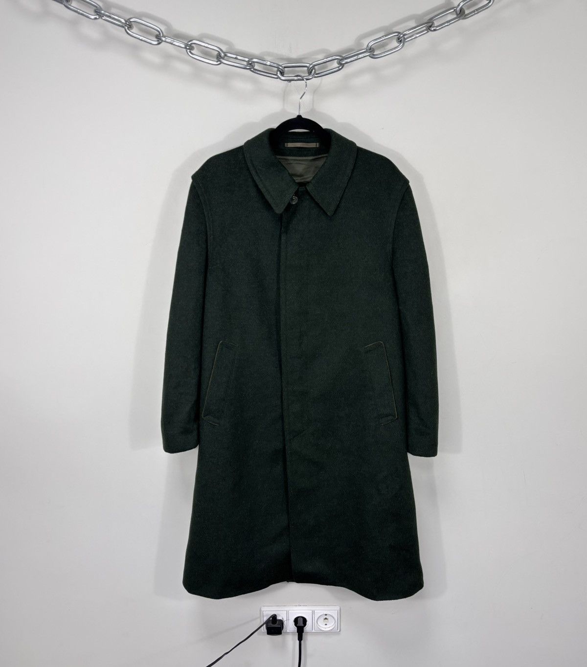 Vintage Lodenfrey Men’s Forest Green Wool Long Overcoat