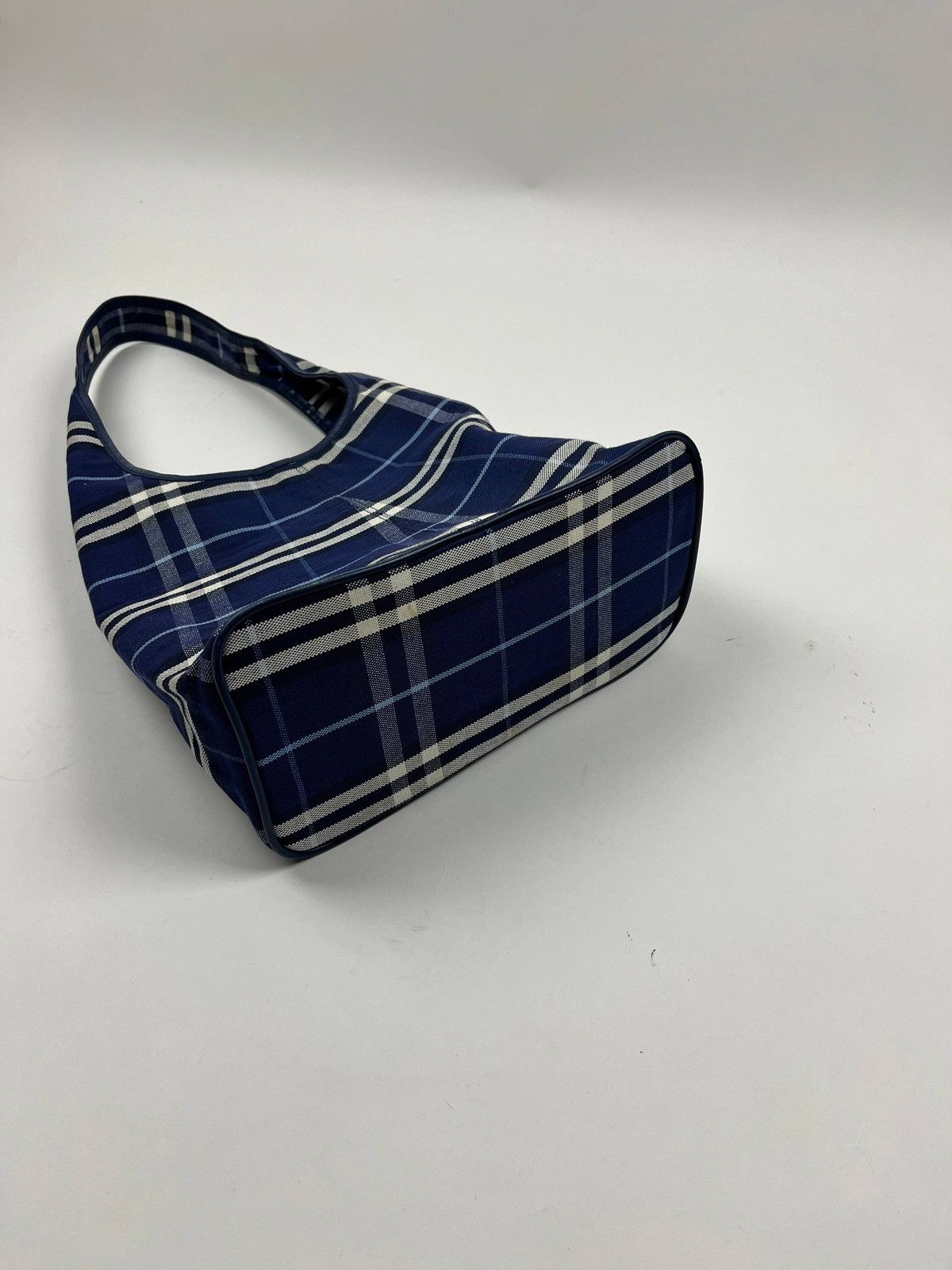 Burberry Blue Nova Check Plaid Shoulder Bag Canvas Hobo Tote Y2K Rare Size ONE SIZE - 5 Thumbnail