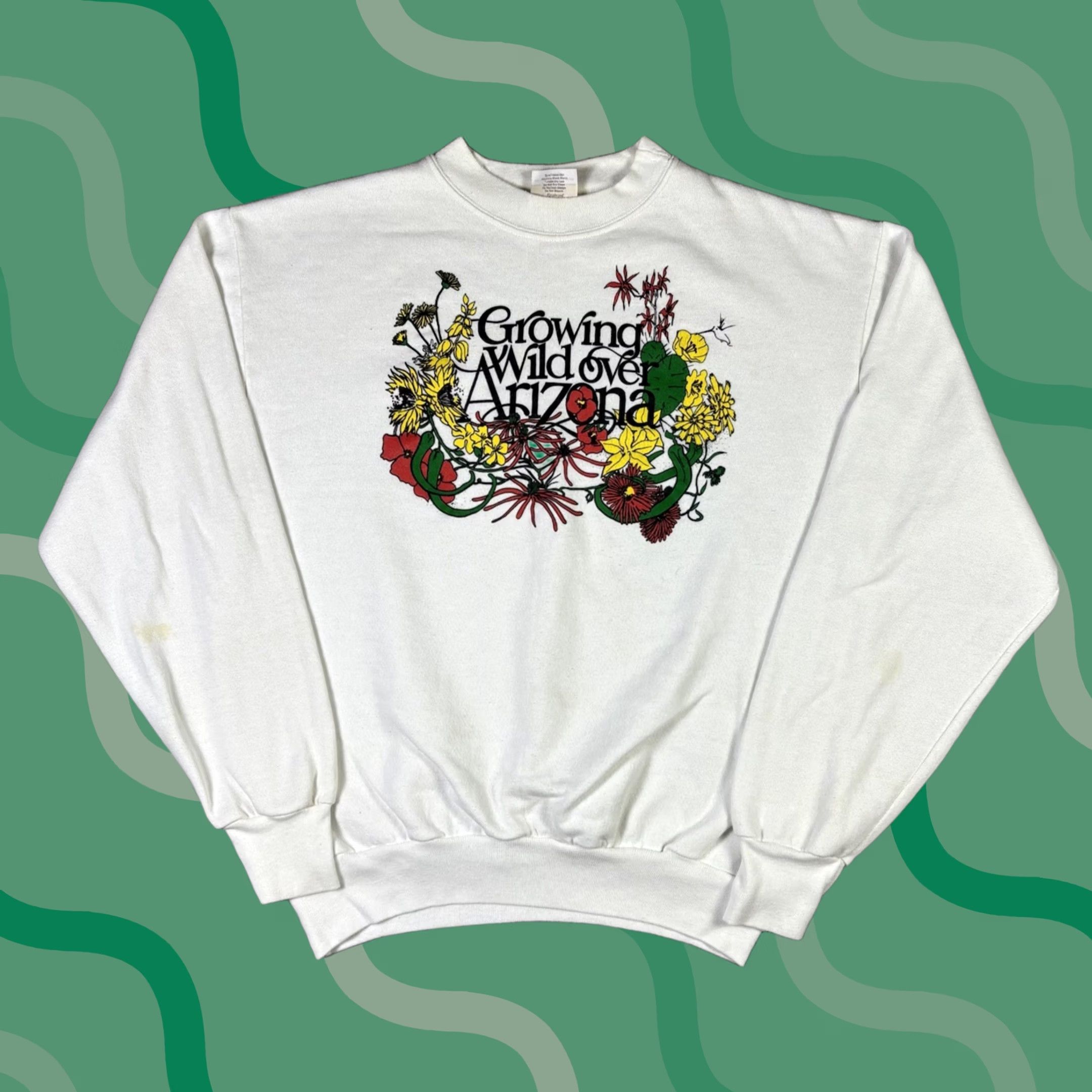 Vintage VINTAGE Arizona Flower Nature Art Pullover Crewneck Sweatshirt XL White 90s Men Heavyweight Cotton Fleece Graphic Print Logo 90s Theme/Pattern Solid Size US XL / EU 56 / 4 - 1 Thumbnail
