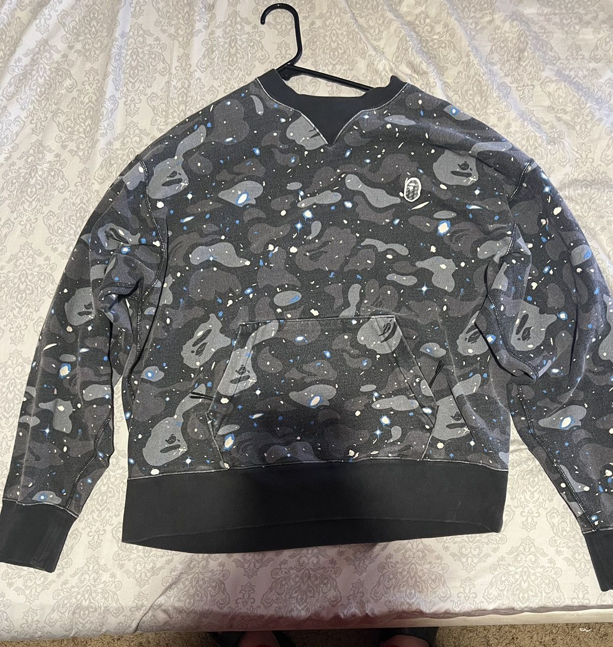 image of Bape Space Camo Relaxed Crewneck in Black, Men's (Size XL)