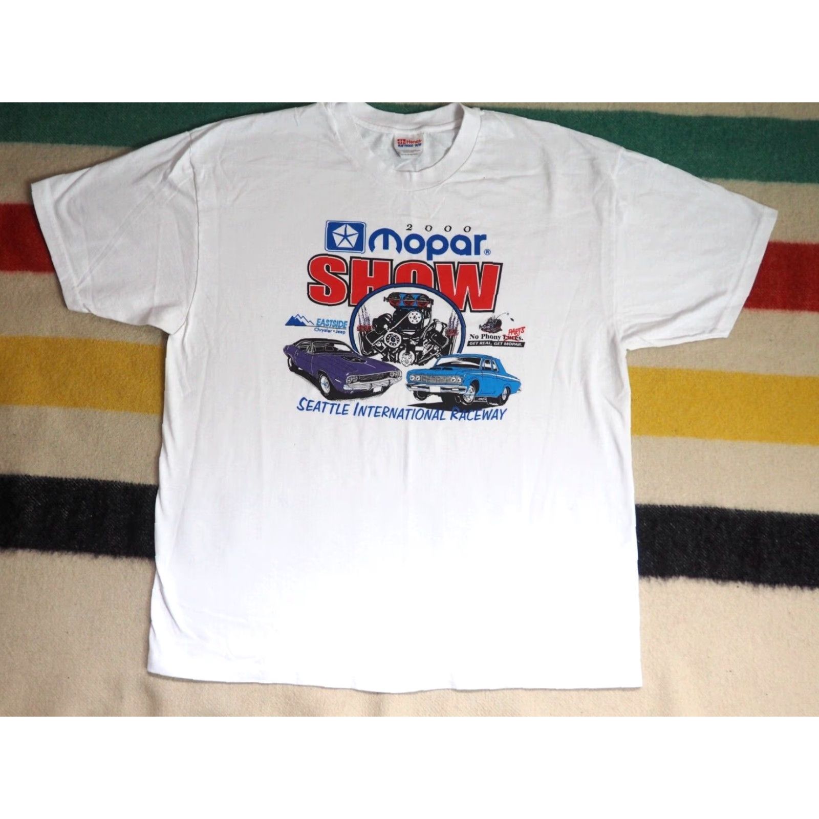 Hanes VTG Hanes 2000s Mopar Hot Rod Muscle Car Seattle White Tee T-Shirt XL Mens Cotton Graphic Tee Hanes White Short Sleeve Vintage 2000s Decade 2000s Size US XL / EU 56 / 4 - 2 Thumbnail
