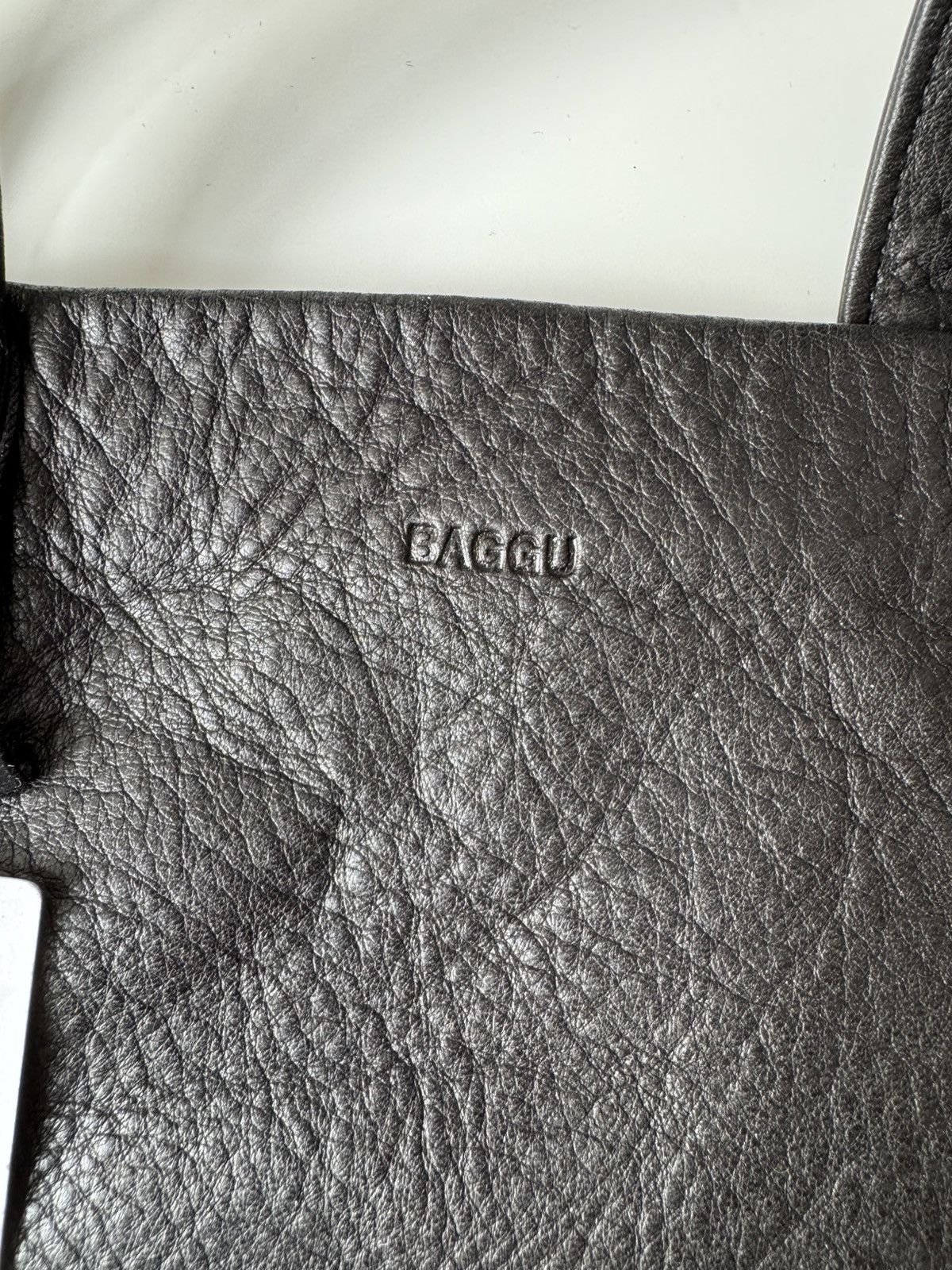 Baggu Baggu Tote Bag Black Natural Milled Leather Double Handle Size ONE SIZE - 7 Thumbnail