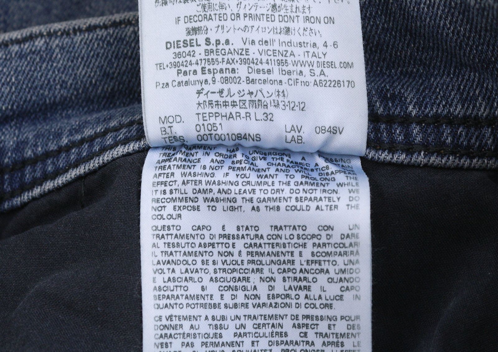 Diesel TEPPHAR-R 084SV W31/L32 Blue Faded Stretch Jeans 89061 Size US 31 - 9 Thumbnail