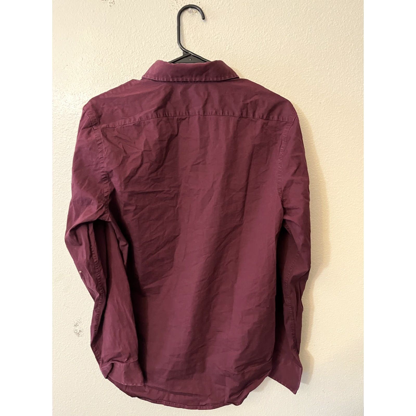 Express Express Shirt Dress Mens Medium Maroon 100% Cotton Modern Fit Solid Button 1MX Dress Shirt Adult Medium Mens Size 40R - 2 Thumbnail