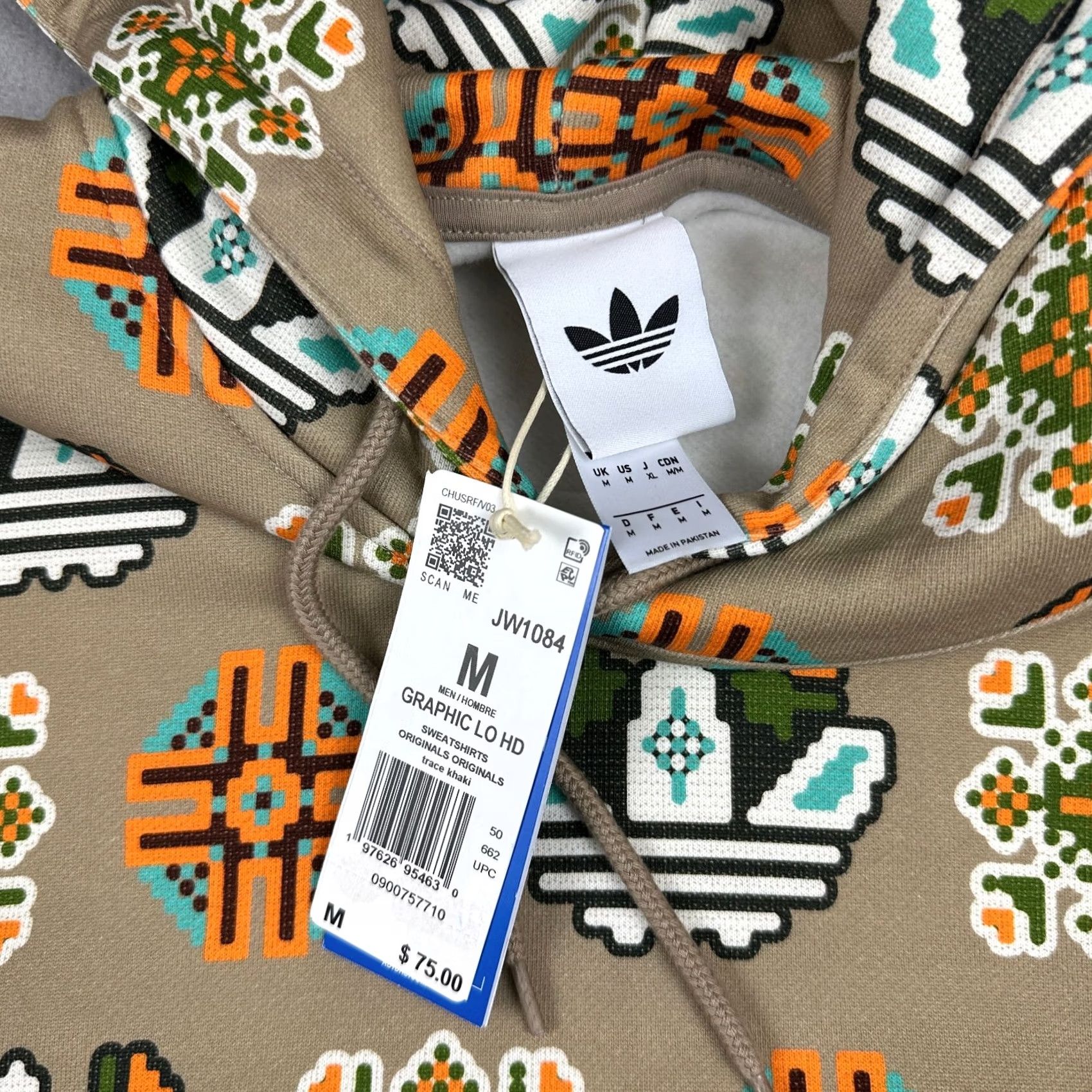 Adidas Adidas Hoodie Men Medium Trace Khaki Geometric Graphic Pixel Print Sweatshirt M Size US M / EU 48-50 / 2 - 4 Thumbnail