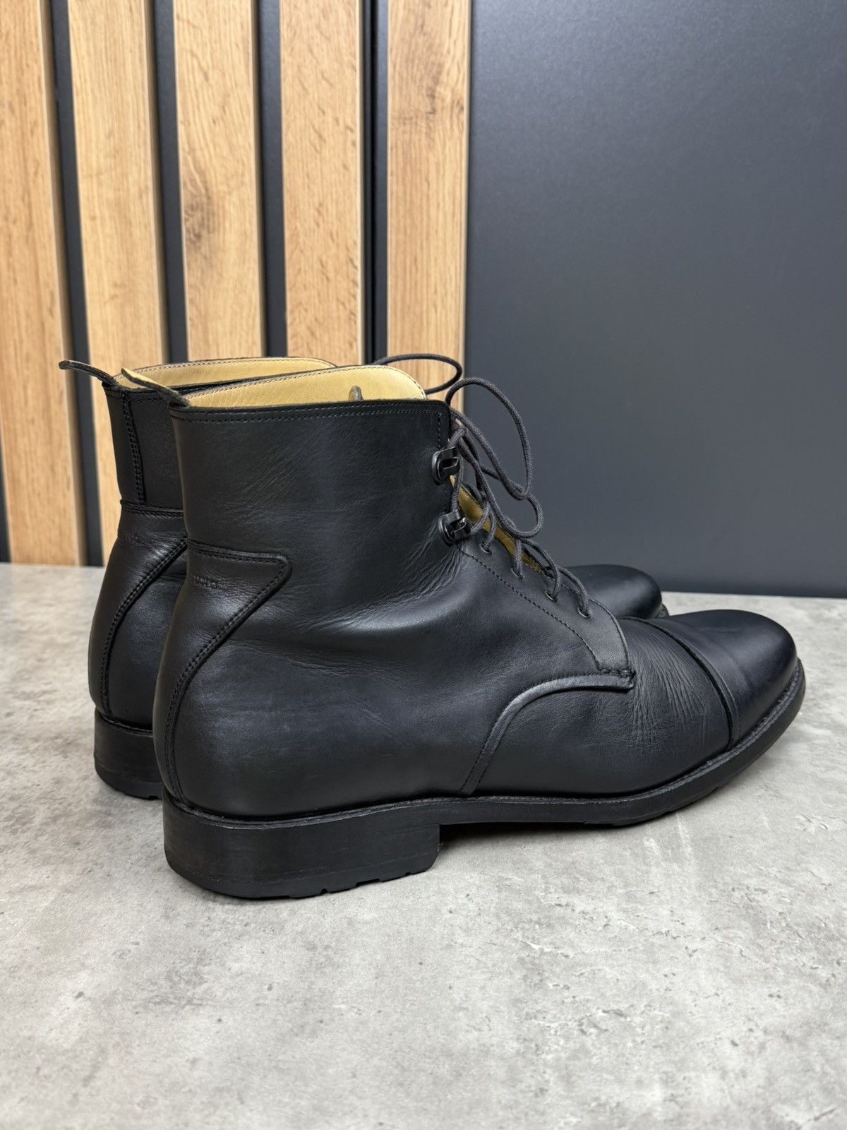 Heschung Heschung Black Leather Cap Toe Lace Up Ankle Boots Size 9 Size US 10 / EU 43 - 6 Thumbnail