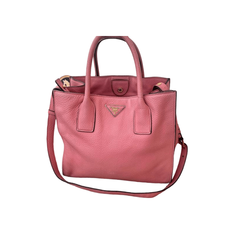 Prada Prada Pink Pebbled Leather Handle Bag Size ONE SIZE - 1 Thumbnail