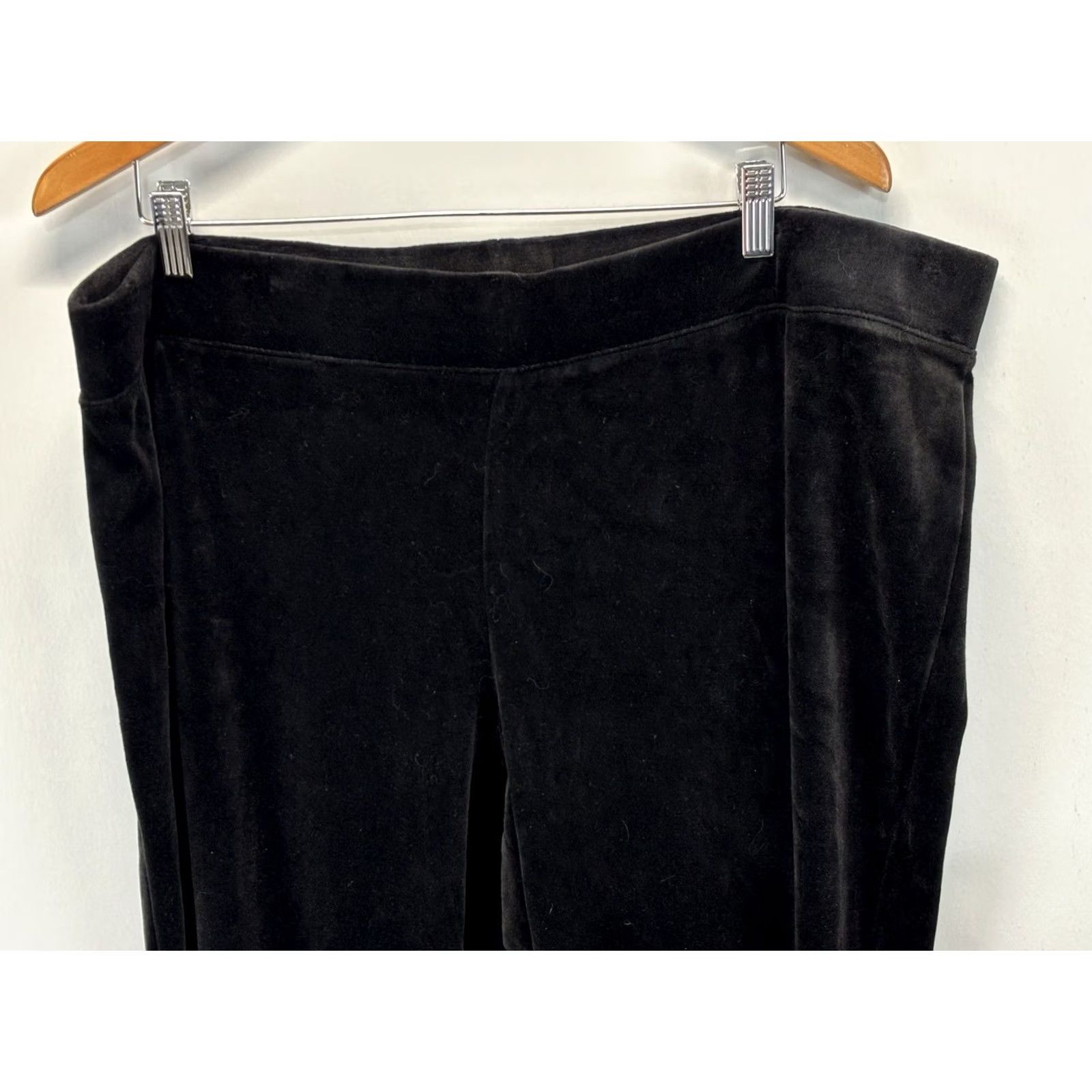 Talbots Talbots Velour Casual Pants Women 3X Plus Black Stretch Pull On Size 40" / US 18 - 2 Thumbnail