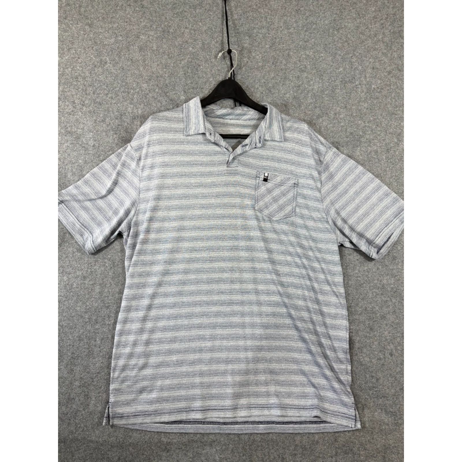 Vintage Black Clover Polo Shirt Mens XL Blue Gray Striped Stretch Performance Pocket Outdoor Golf Mens Size US XL / EU 56 / 4 - 3 Thumbnail