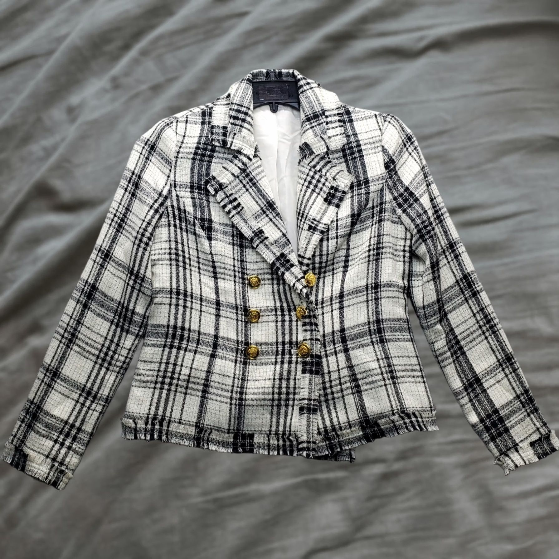 Doublet G by Giuliana Blazer Jacket Womens XS Multicolor Plaid Notch Lapel Double Breasted Blazer Size XS / US 0-2 / IT 36-38 - 1 Thumbnail