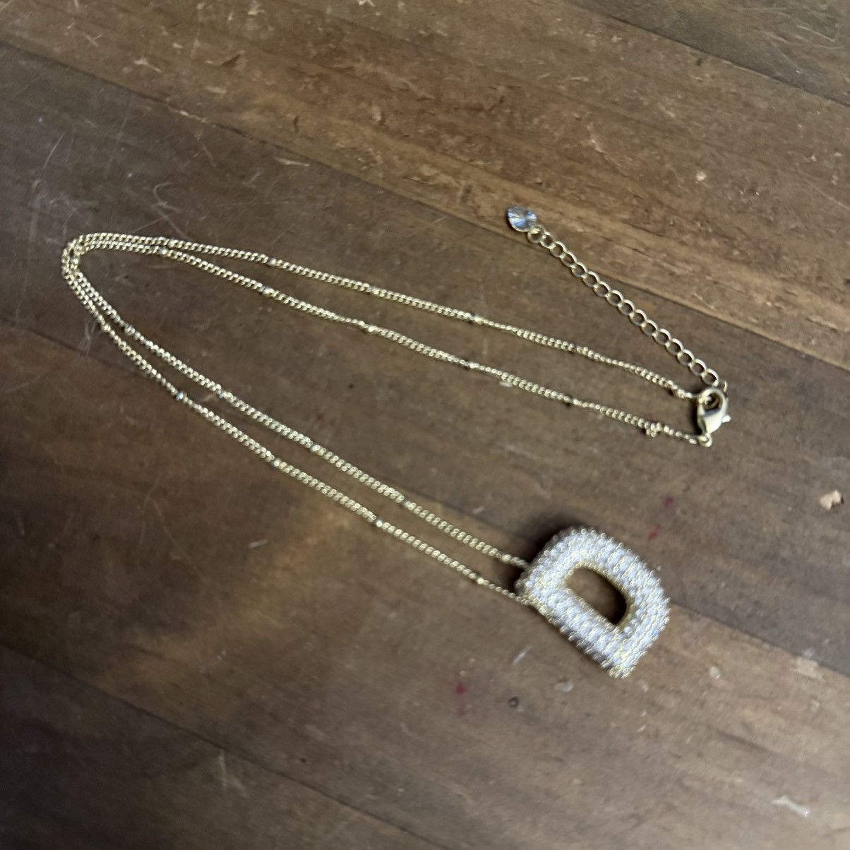 Other Gold tone puffy pave initial letter D pendant necklace Size ONE SIZE - 3 Thumbnail