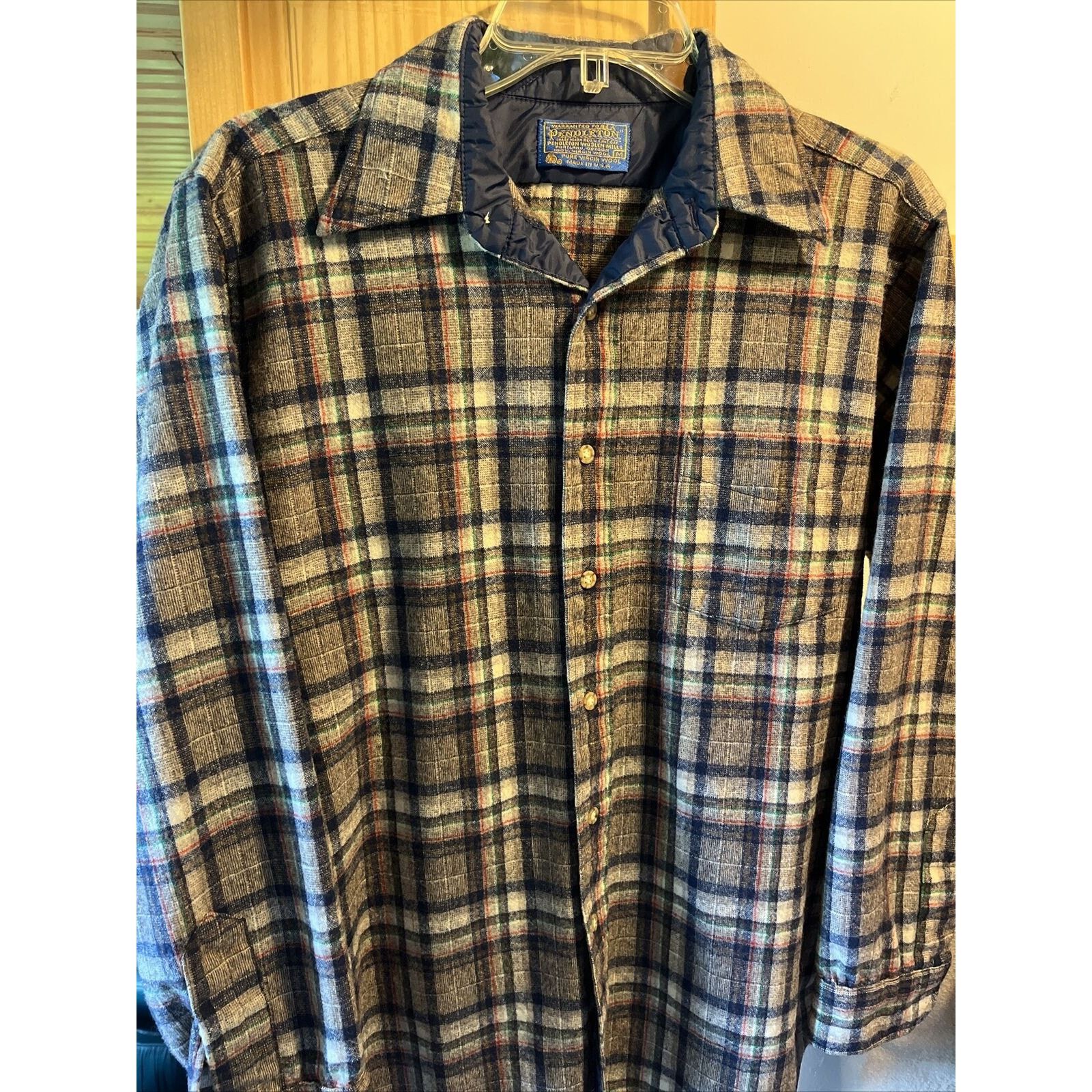 Pendleton Pendleton Mens Medium Gray Plaid Wool Flannel Slim Fit Shirt Size US M / EU 48-50 / 2 - 2 Thumbnail