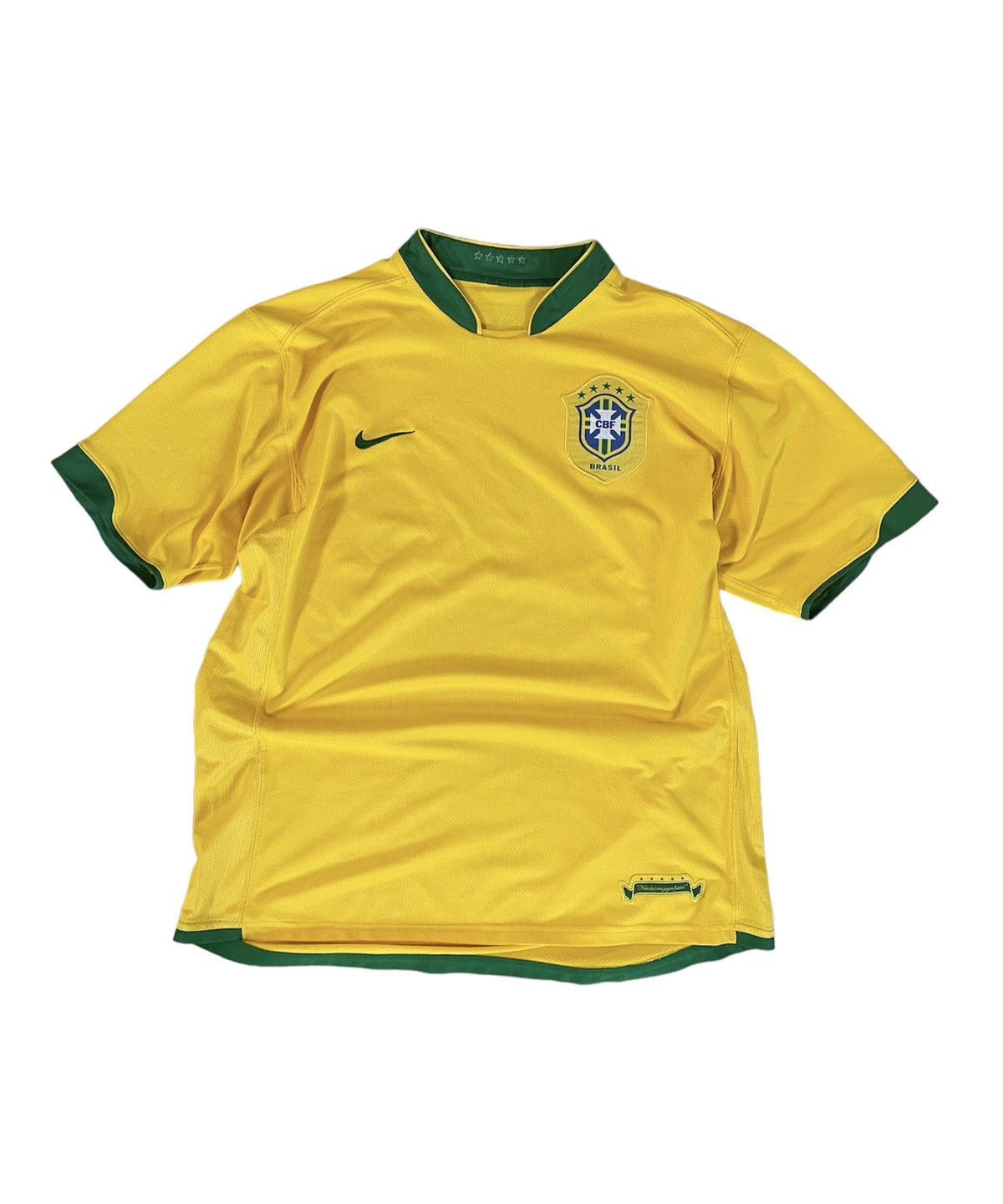 Image of Y2K Nike Brazil Vintage Soccer Jersey 00’S in Yellow, Men's (Size Large)