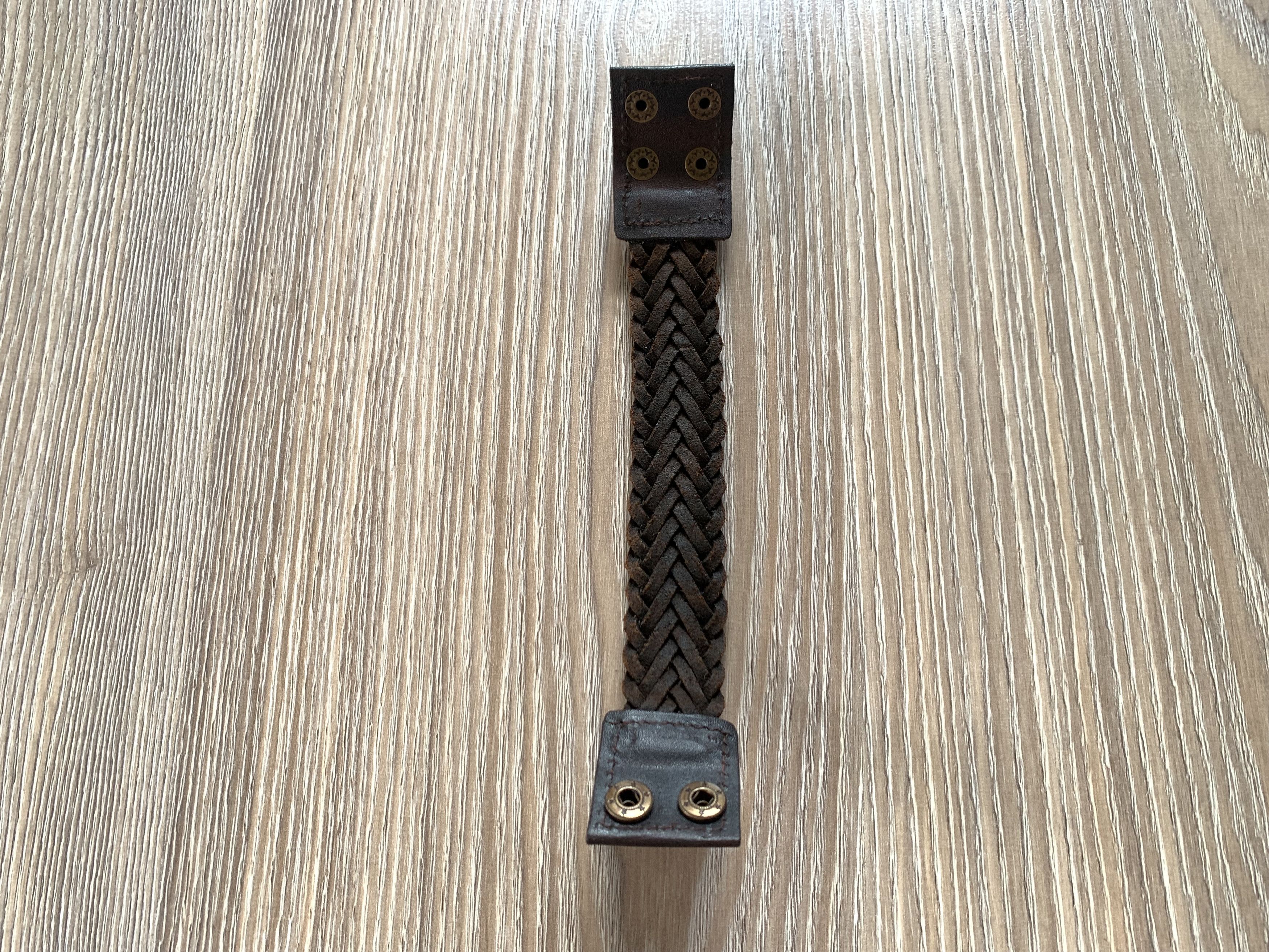 Handmade Classic Mens Brown Leather Bracelet With Binding Size ONE SIZE - 5 Thumbnail