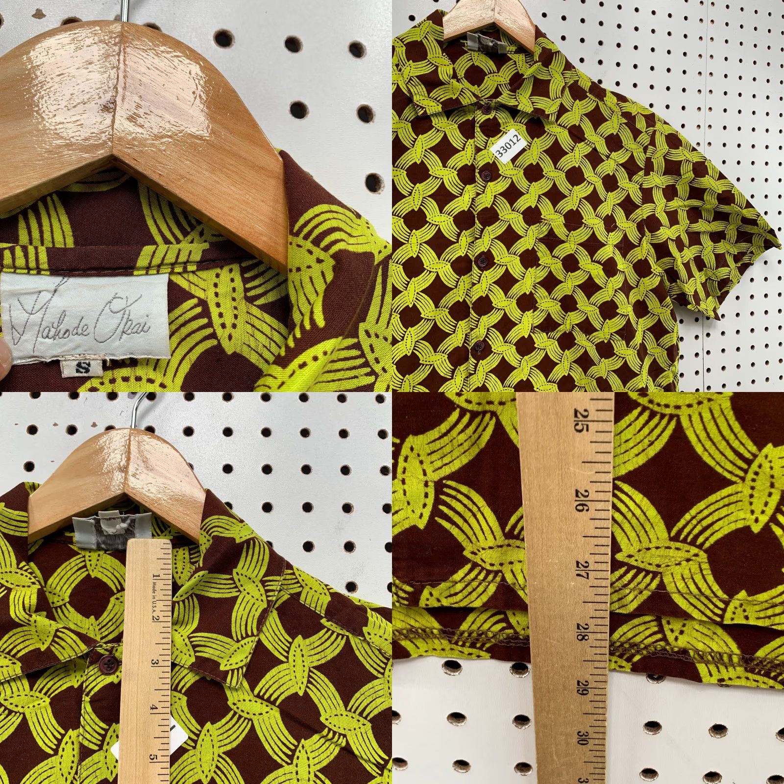 Vintage VINTAGE OKAI Button Shirt Mens Small Brown Yellow Chain Link Pattern Herringbone 22x28.5 90s Mens Shirt Size US S / EU 44-46 / 1 - 8 Thumbnail