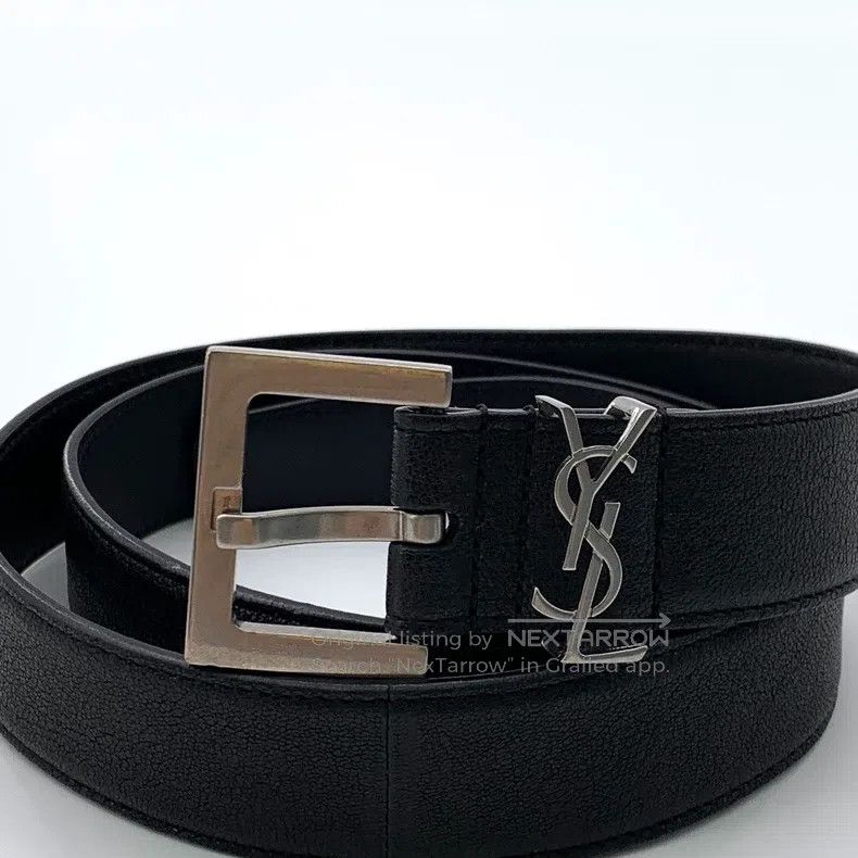 Saint Laurent Paris Saint Laurent Paris size 99.5 Black logo smooth buckle bel Size ONE SIZE - 3 Thumbnail