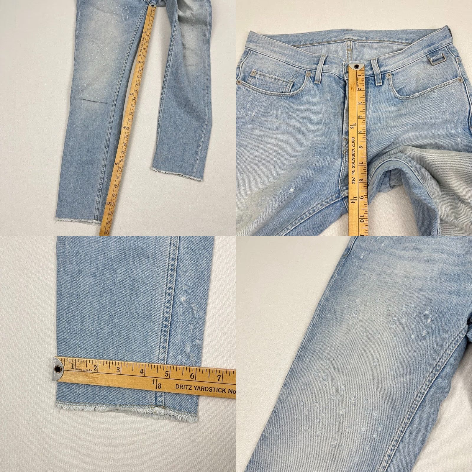 Zadig & Voltaire VINTAGE Zadig & Voltaire David Crop Destroy Jeans 29 W30 I29 Light Blue Denim Button Fly Light Blue Denim Jeans Slim Womens 90s Bohemian Flower Retro Size 29" - 8 Thumbnail