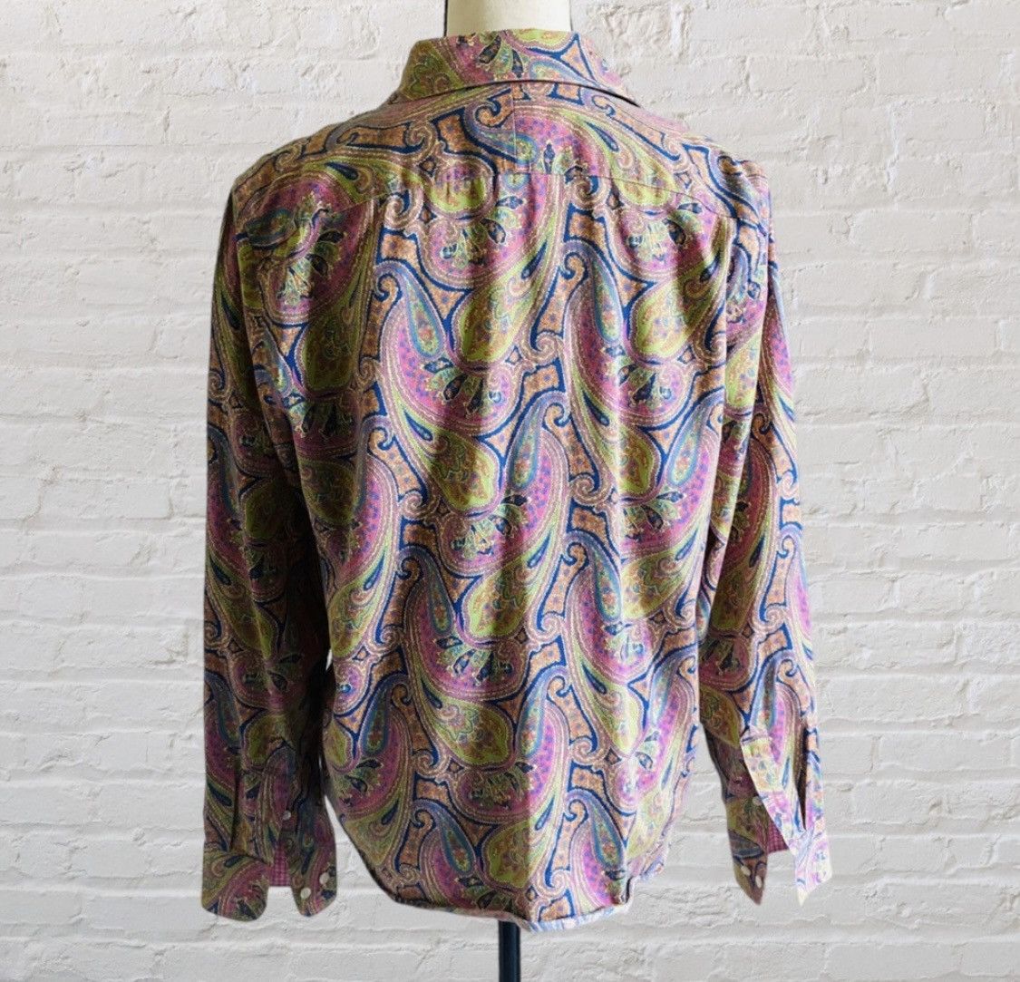 Chaps Ralph Lauren RALPH LAUREN CHAPS PAISLEY FLIP CUFF BUTTON UP BLOUSE SZ L Size L / US 10 / IT 46 - 12 Thumbnail