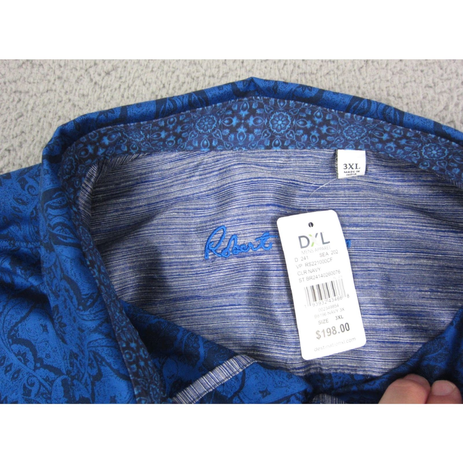 Robert Graham Robert Graham Shirt Mens 3XL Blue Highland Damask Jacquard Button Down Shirt Size US XXL / EU 58 / 5 - 6 Thumbnail
