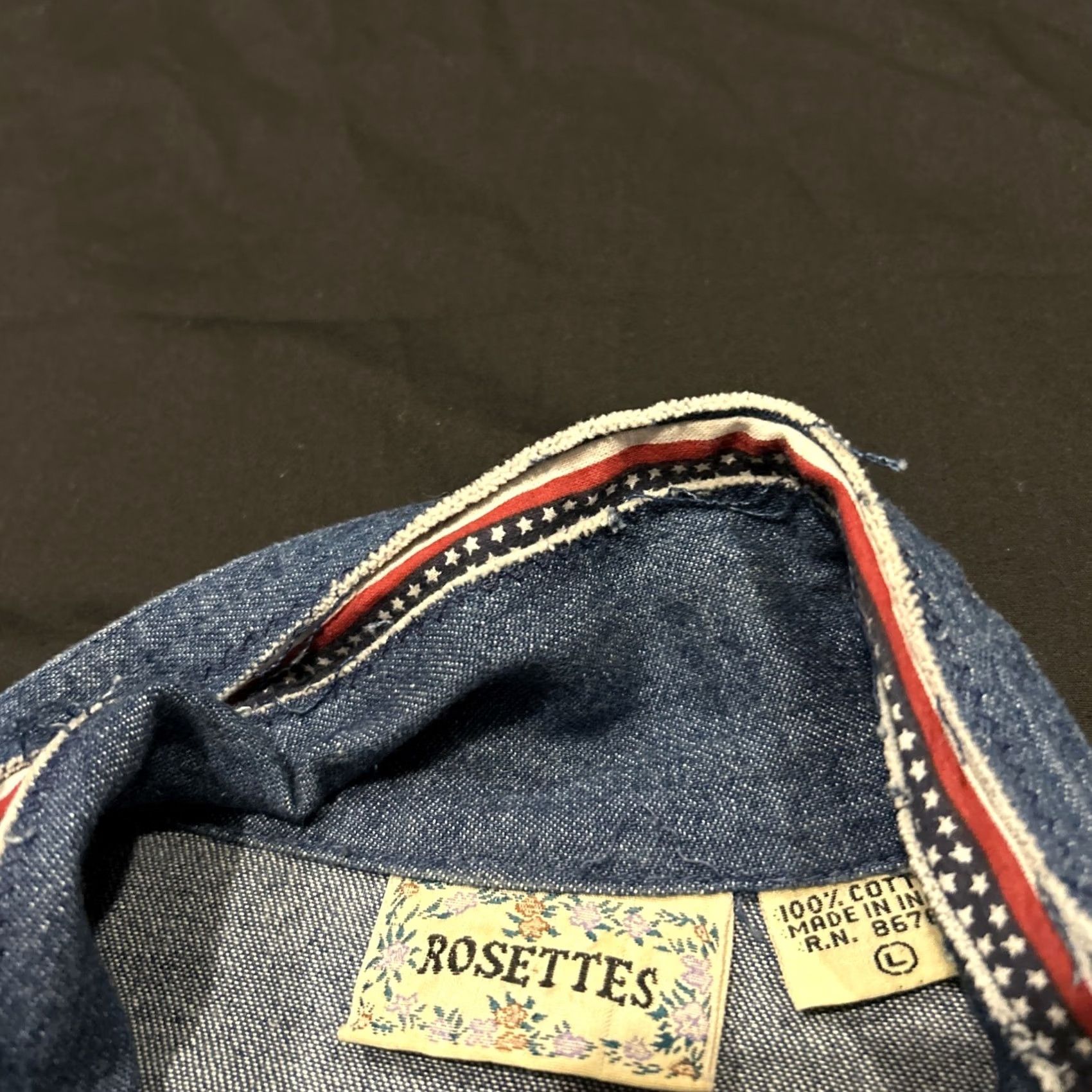 Vintage Rosettes Women's L Denim Cotton Flag Blue Casual Vest 4th July Size 36" / US 14 / IT 50 - 2 Thumbnail