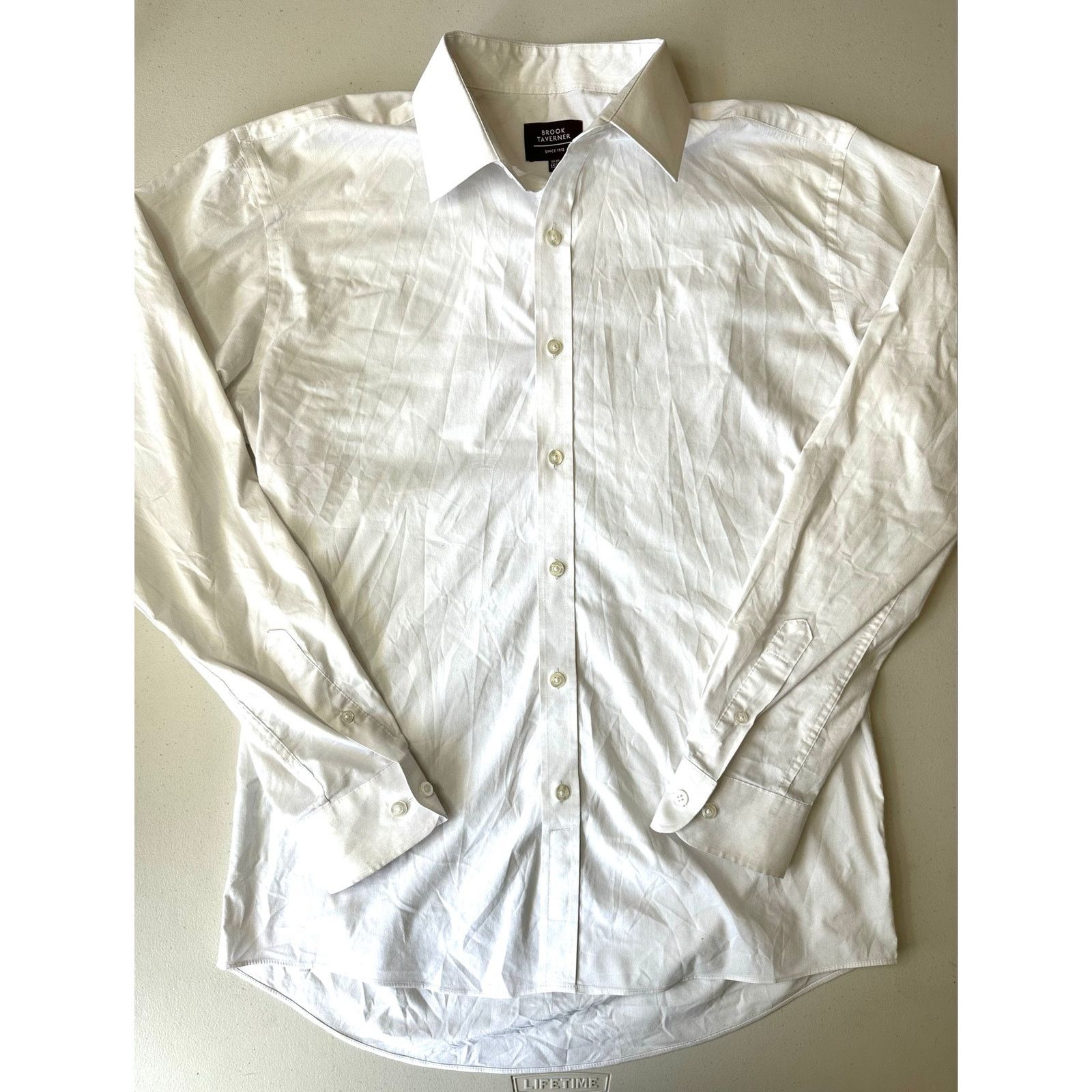 Brooks Brook Taverner Men's White Dress Shirt 15.5 39/40 Button Up Size US M / EU 48-50 / 2 - 1 Thumbnail