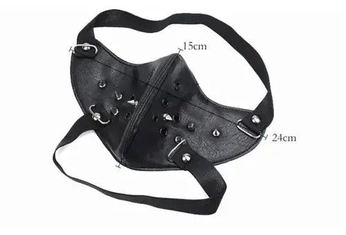 VIBE Punk Rivet PU Leather Adjustable Face Mask Size ONE SIZE - 2 Thumbnail