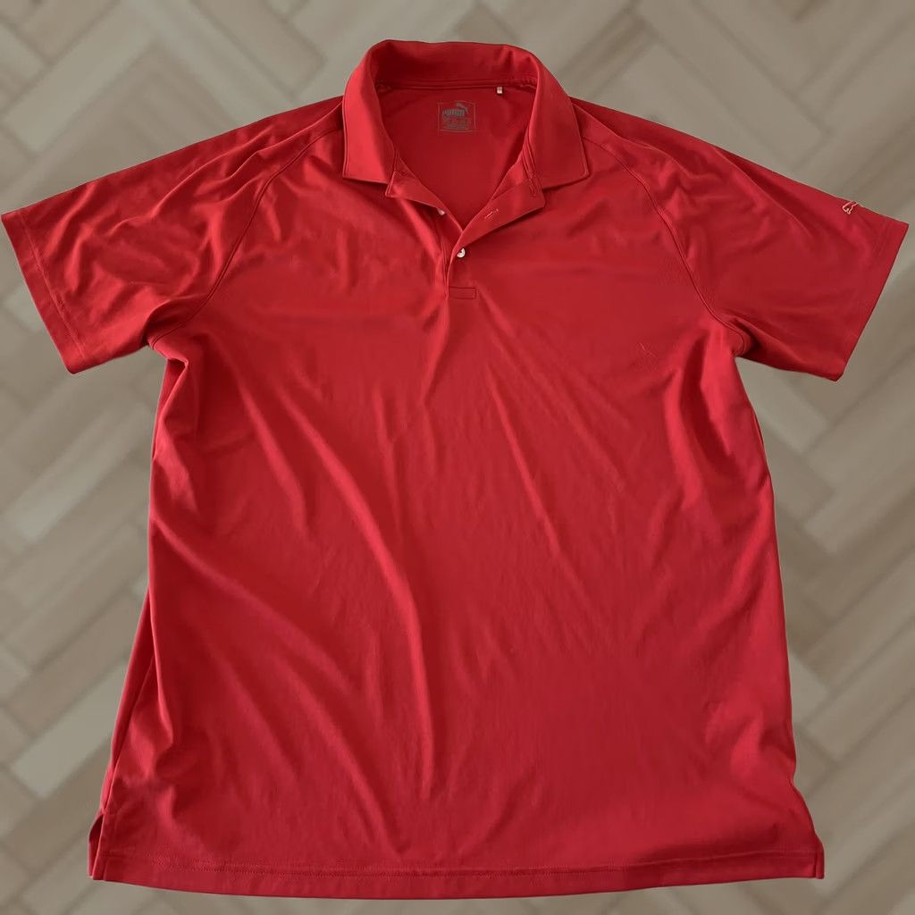 Puma PUMA Short Sleeve Golf Polo Shirt Men XL Solid Red 100% Polyester Size US XL / EU 56 / 4 - 1 Thumbnail